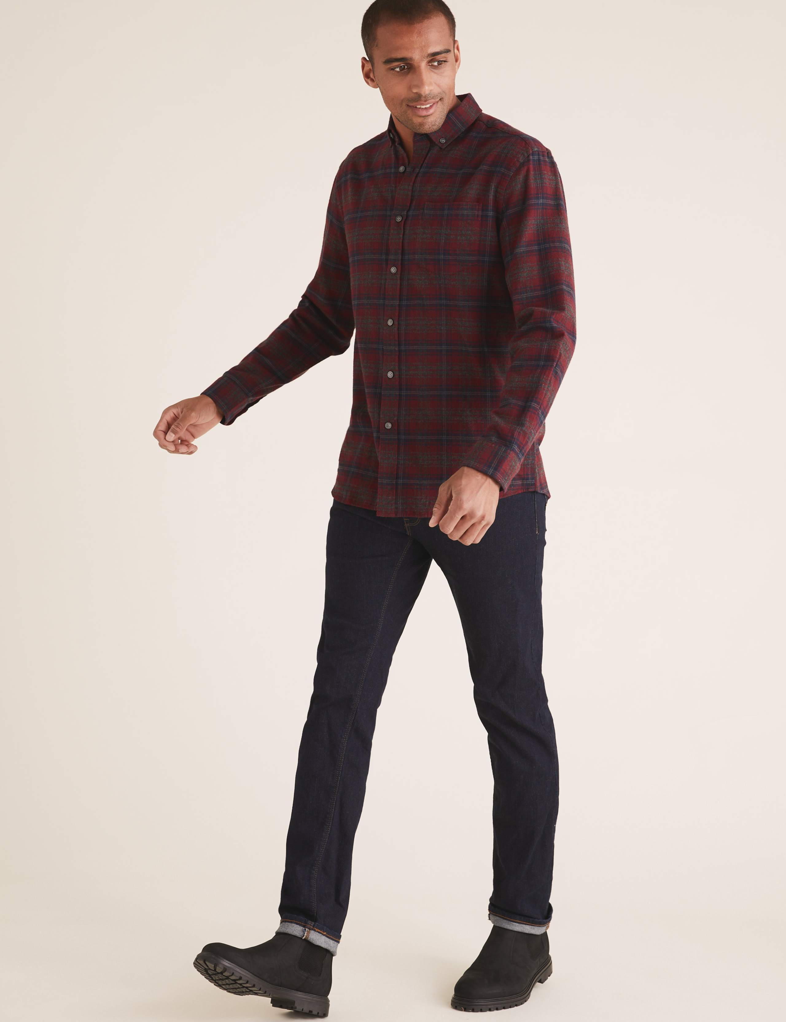 Pure Cotton Flannel Checked Shirt 3 of 4