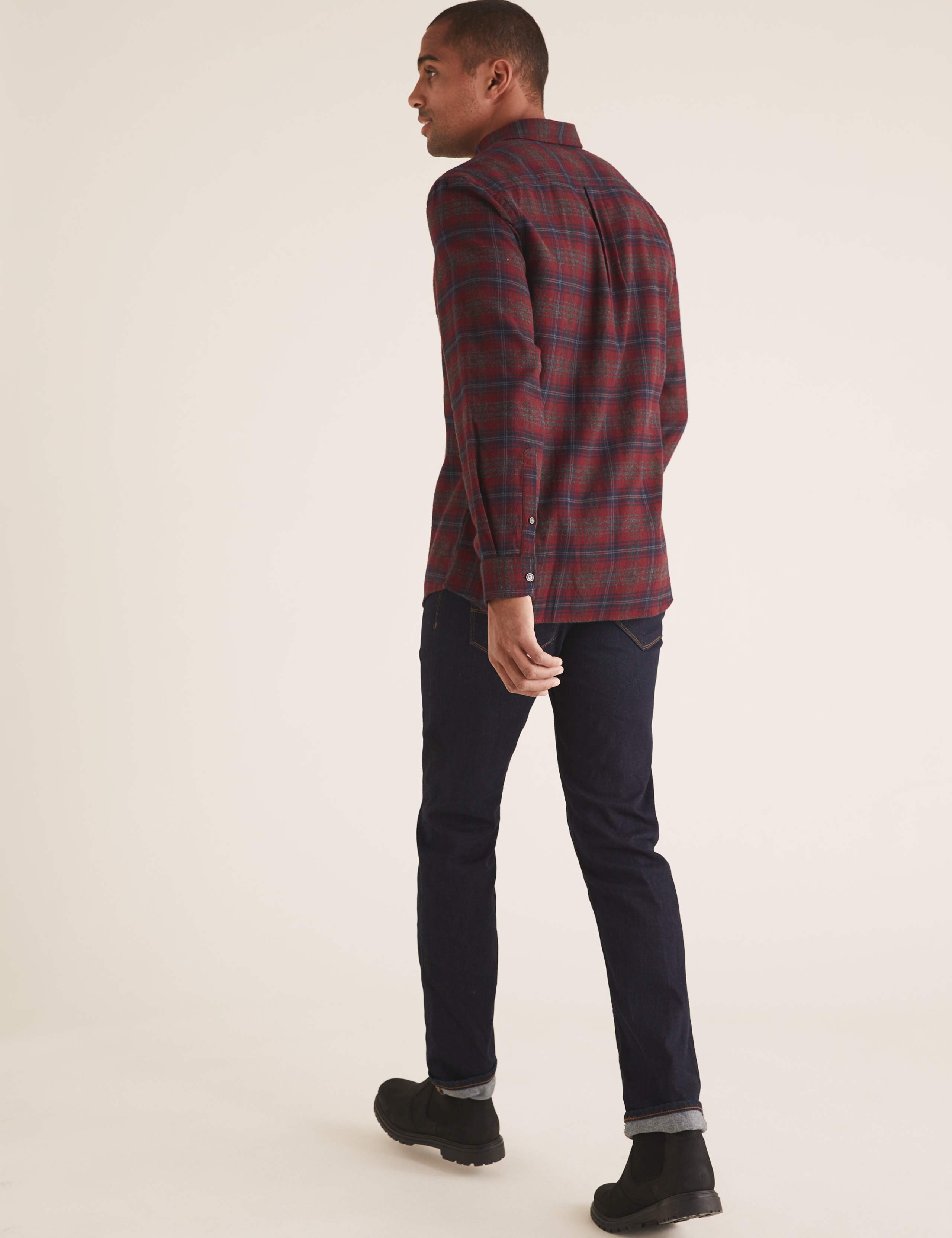 Pure Cotton Flannel Checked Shirt 4 of 4