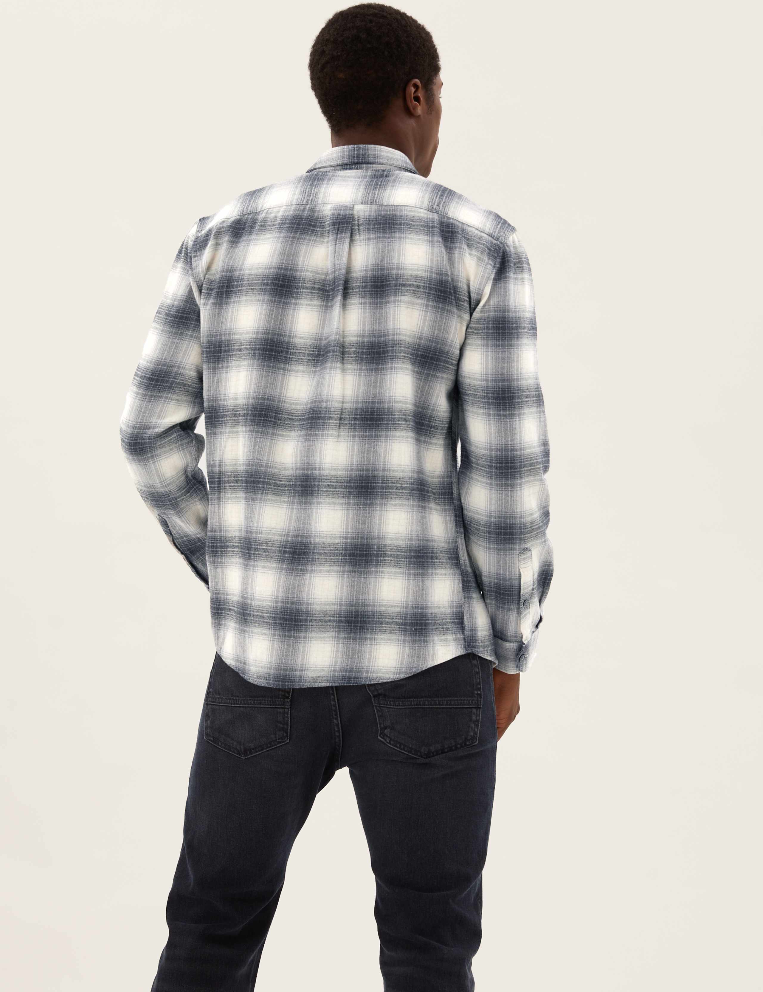 Pure Cotton Flannel Checked Shirt 5 of 5