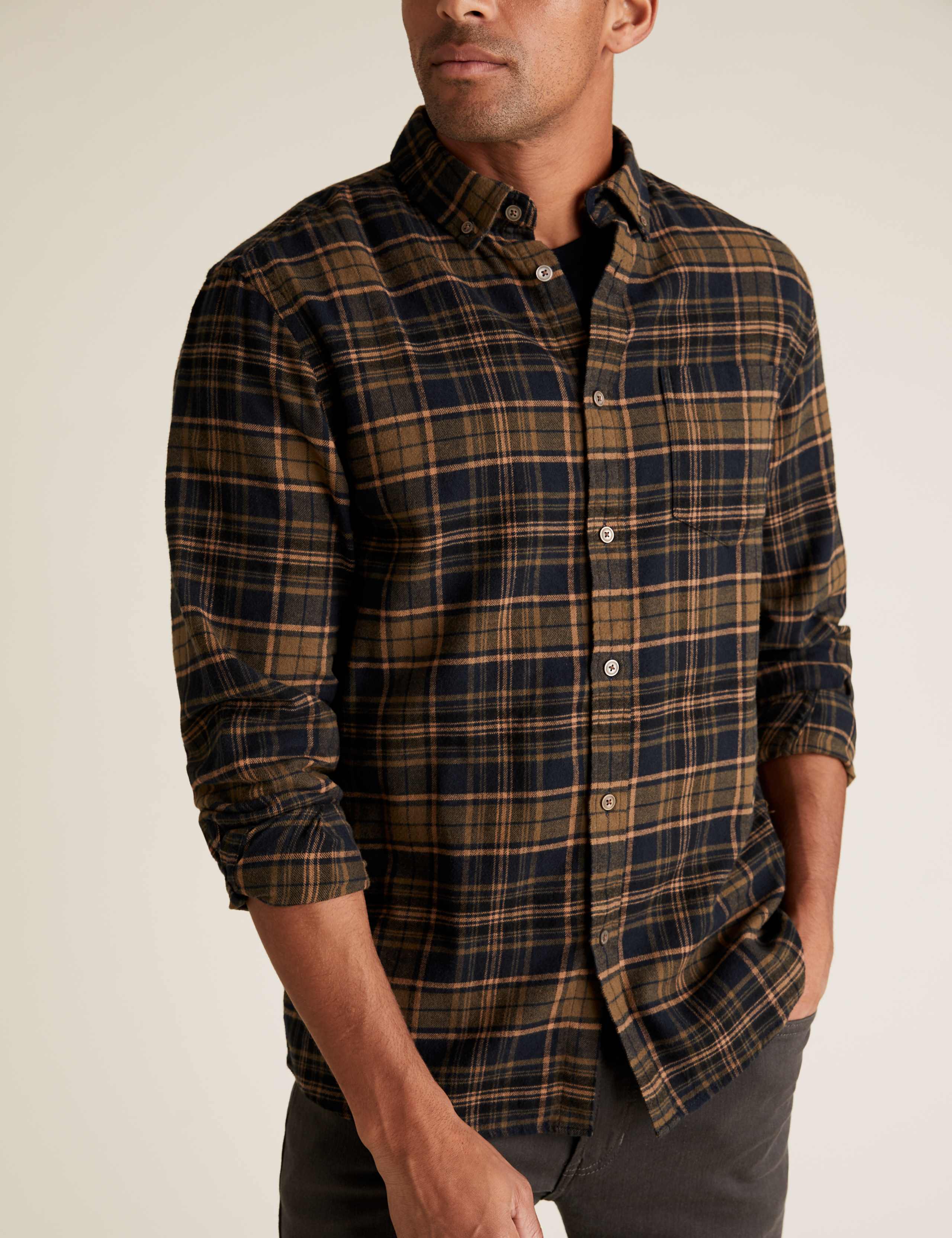 Pure Cotton Flannel Checked Shirt 3 of 4