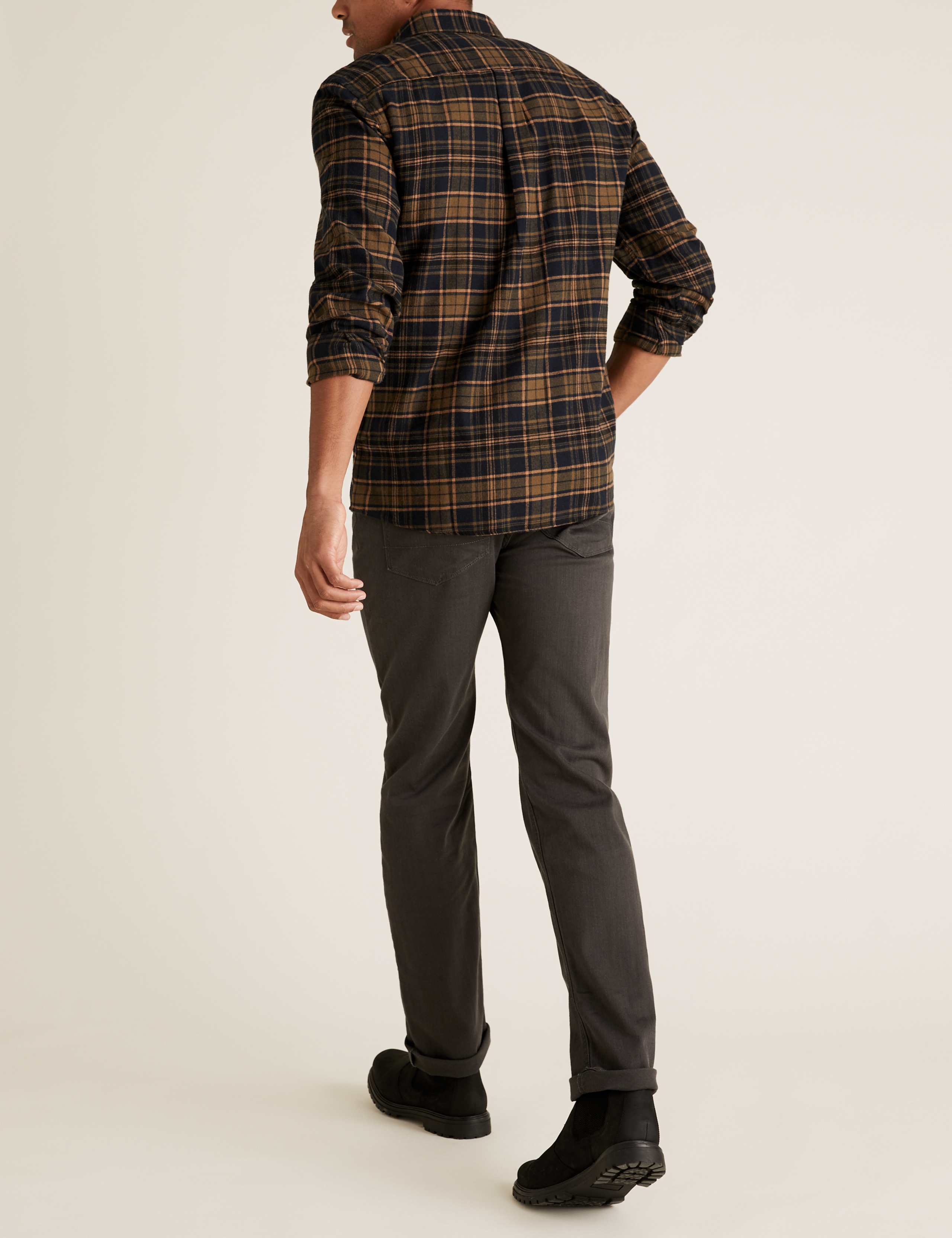 Pure Cotton Flannel Checked Shirt 4 of 4