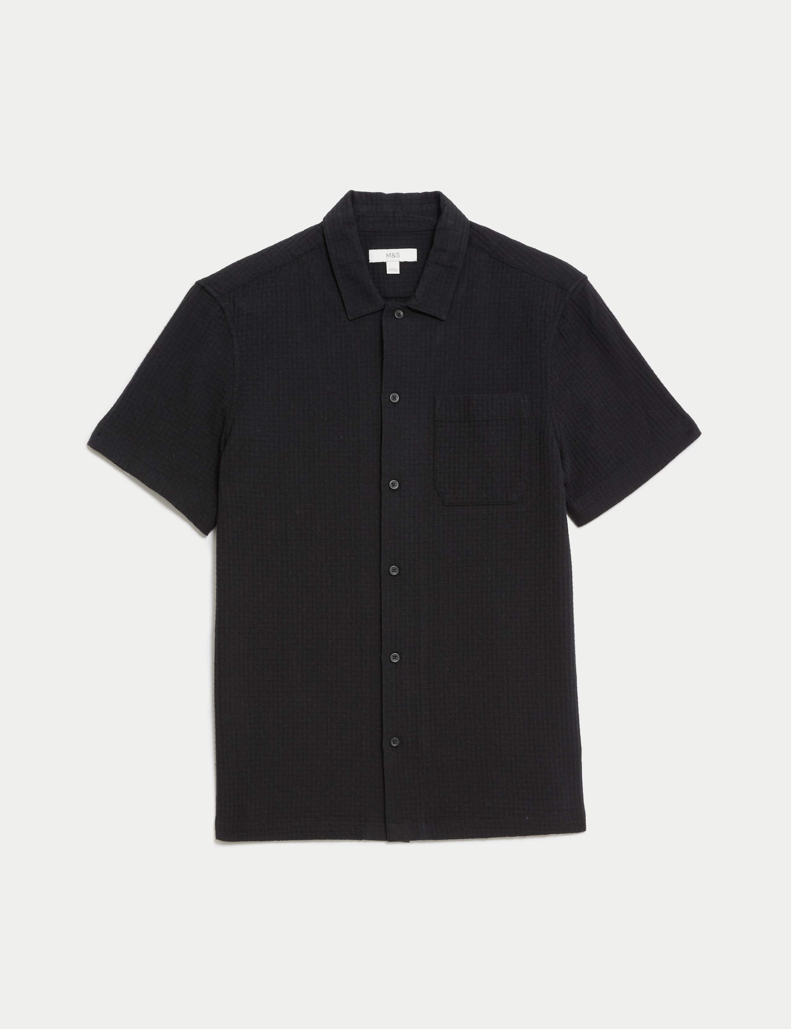 Easy Iron Pure Cotton Cuban Collar Waffle Shirt 2 of 2