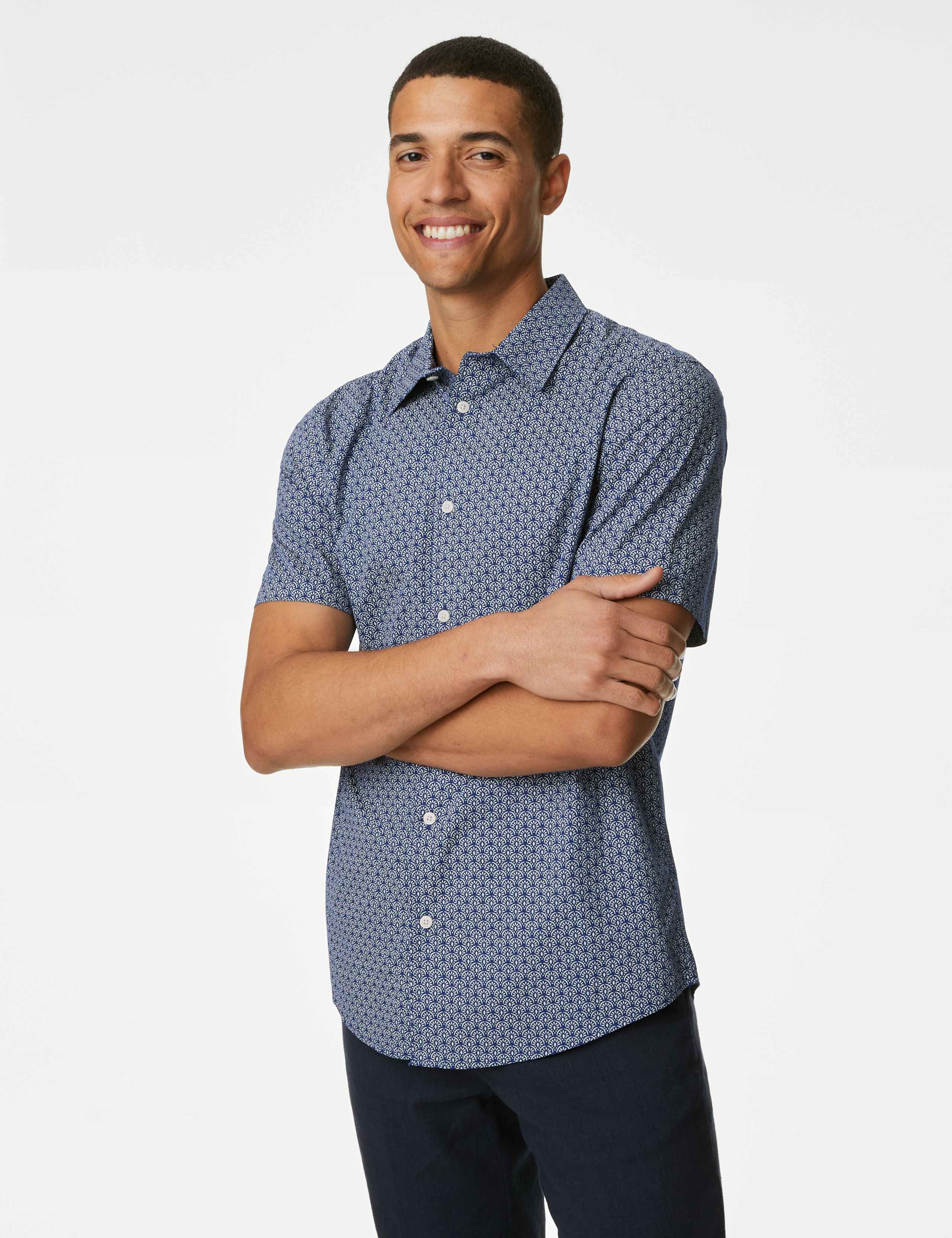 Easy Iron Pure Cotton Geometric Print Shirt 1 of 5