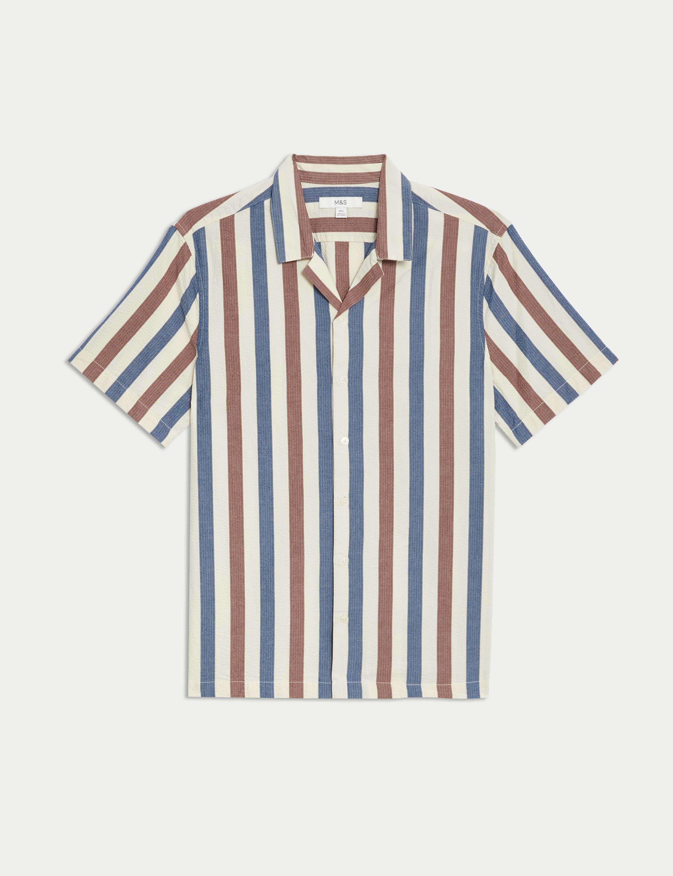 Easy Iron Pure Cotton Seersucker Striped Shirt 2 of 5