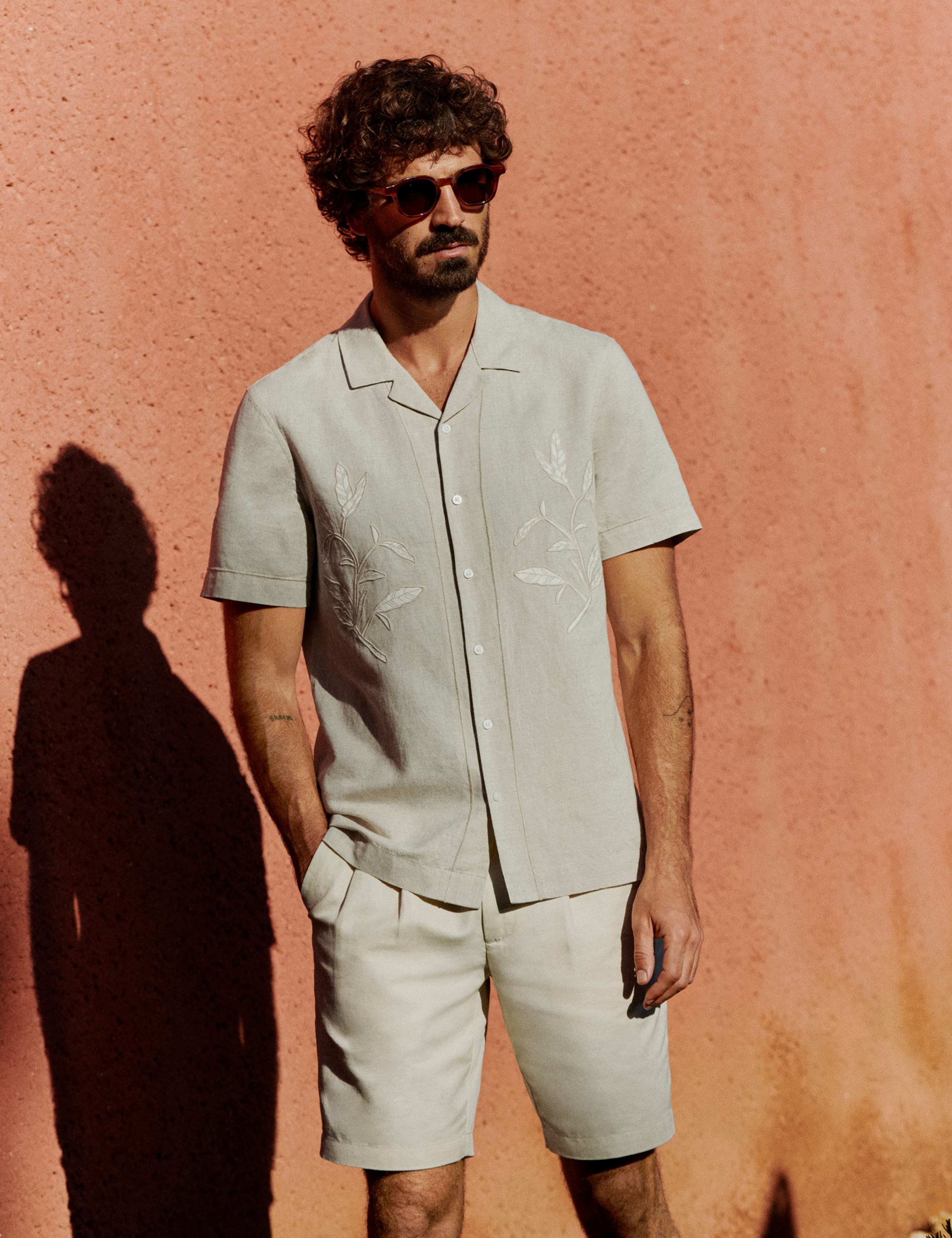 ◆m&s◆ Cotton Linen Blend Cuban Collar Shirt | M&S Collection | M&S