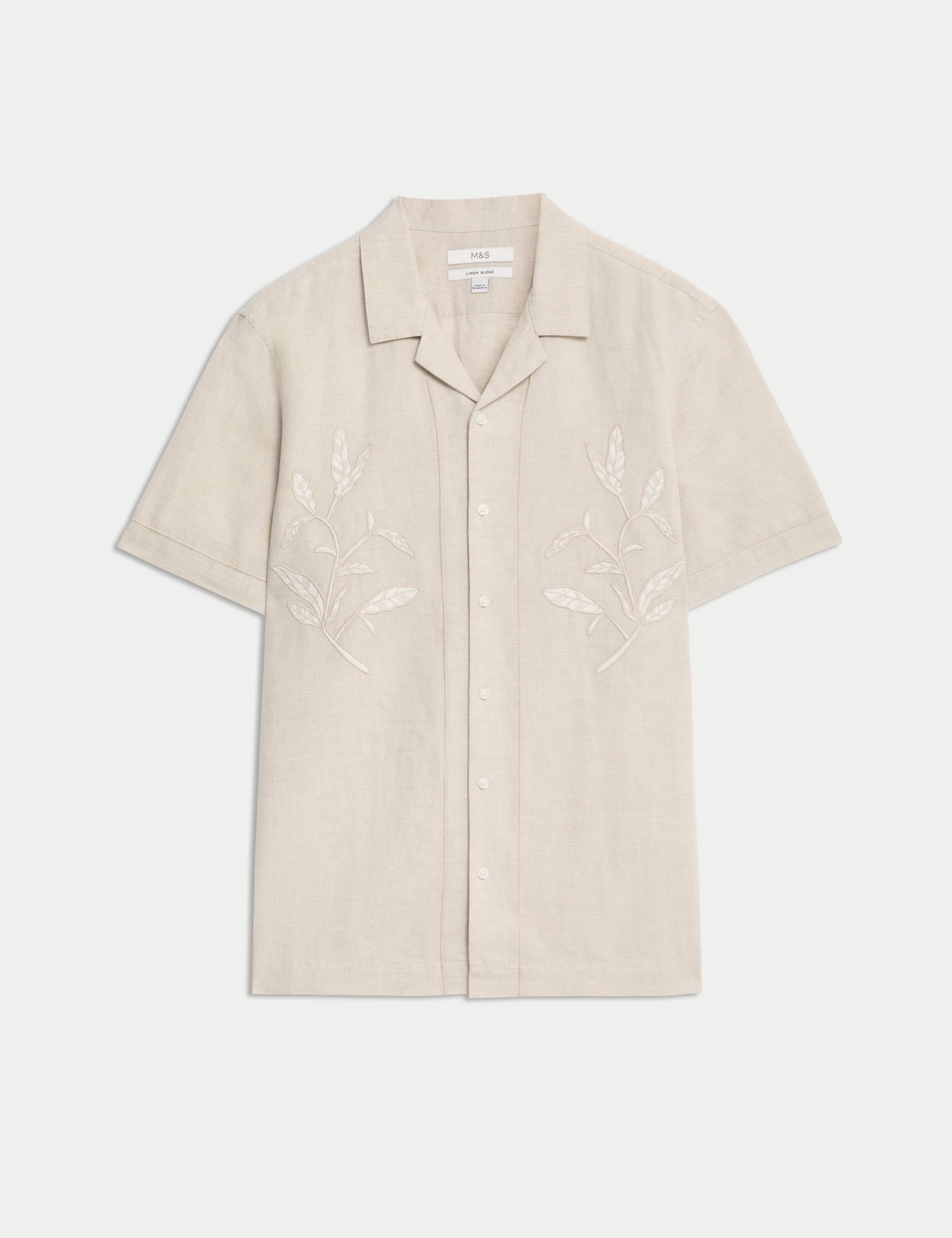 ◆m&s◆ Cotton Linen Blend Cuban Collar Shirt | M&S Collection | M&S