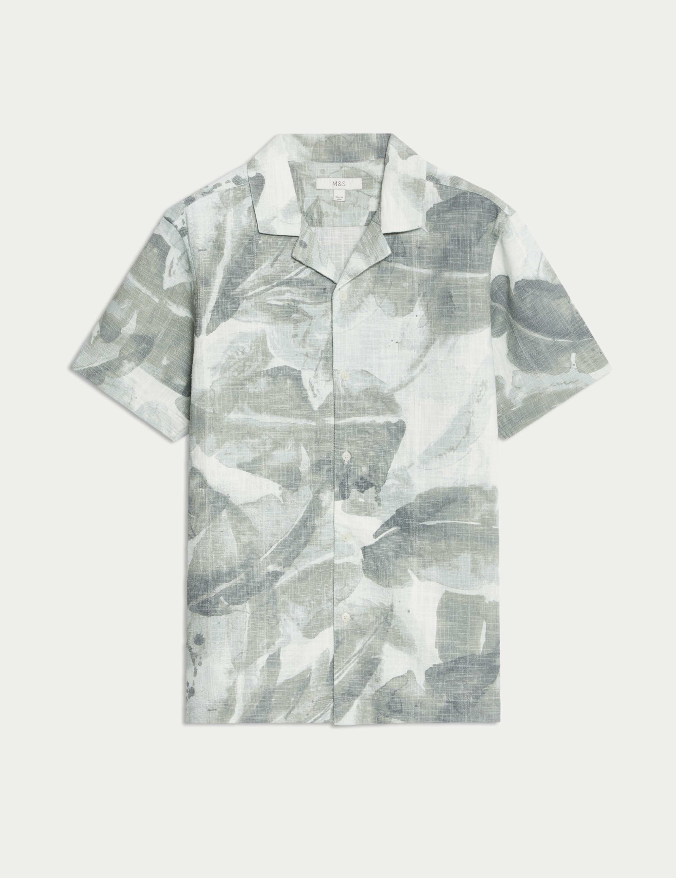 Cotton Rich Short Sleeve Cuban Collar Shirt 2 of 6