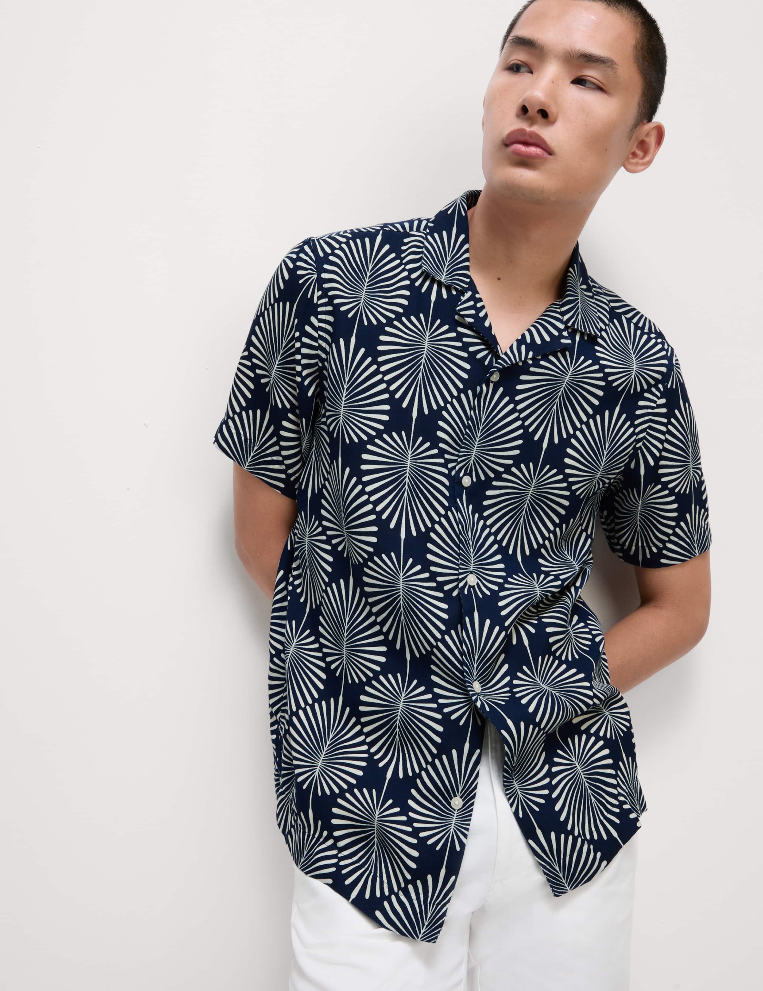 Geometric Print Cuban Collar Shirt 3 of 5