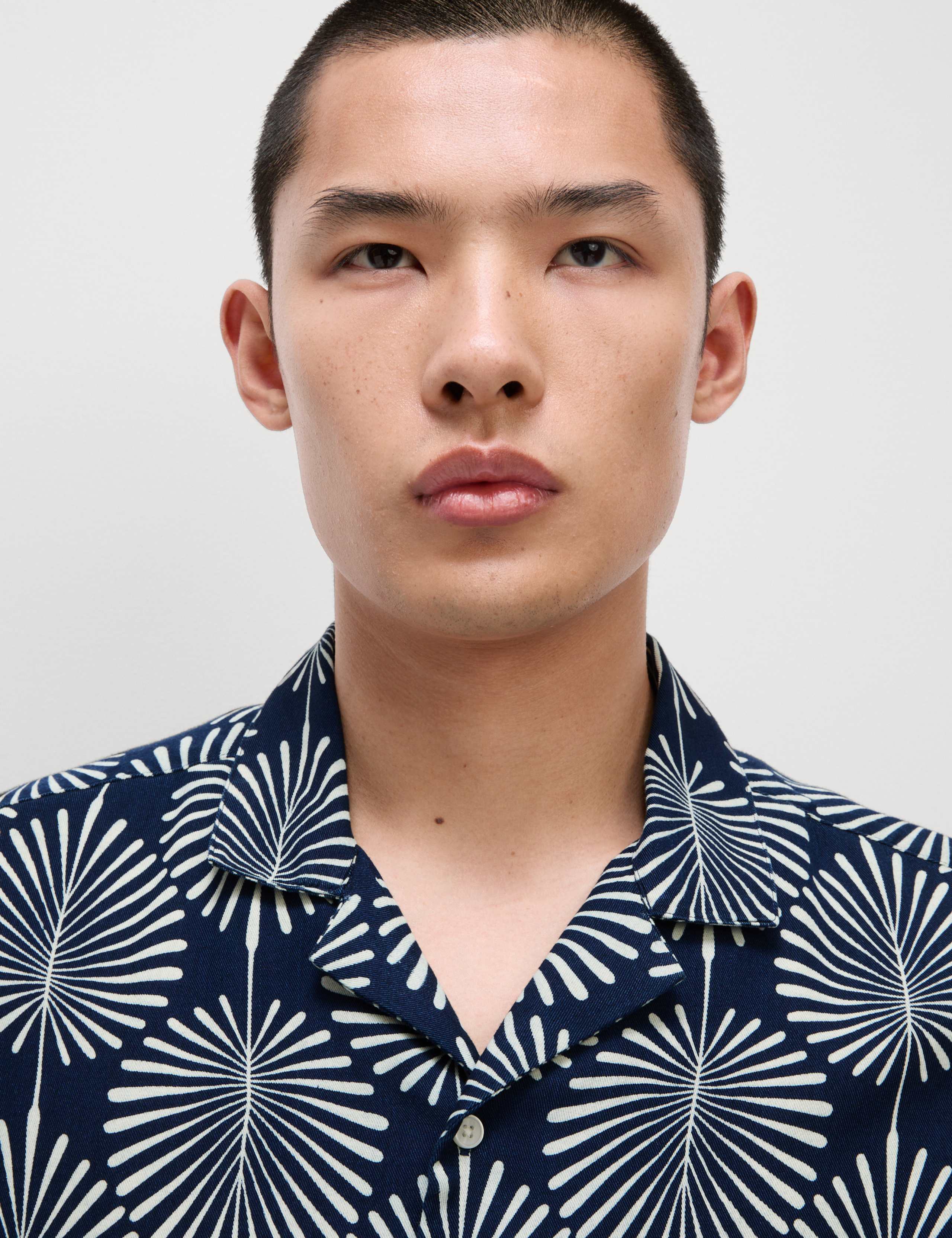 Geometric Print Cuban Collar Shirt 4 of 5