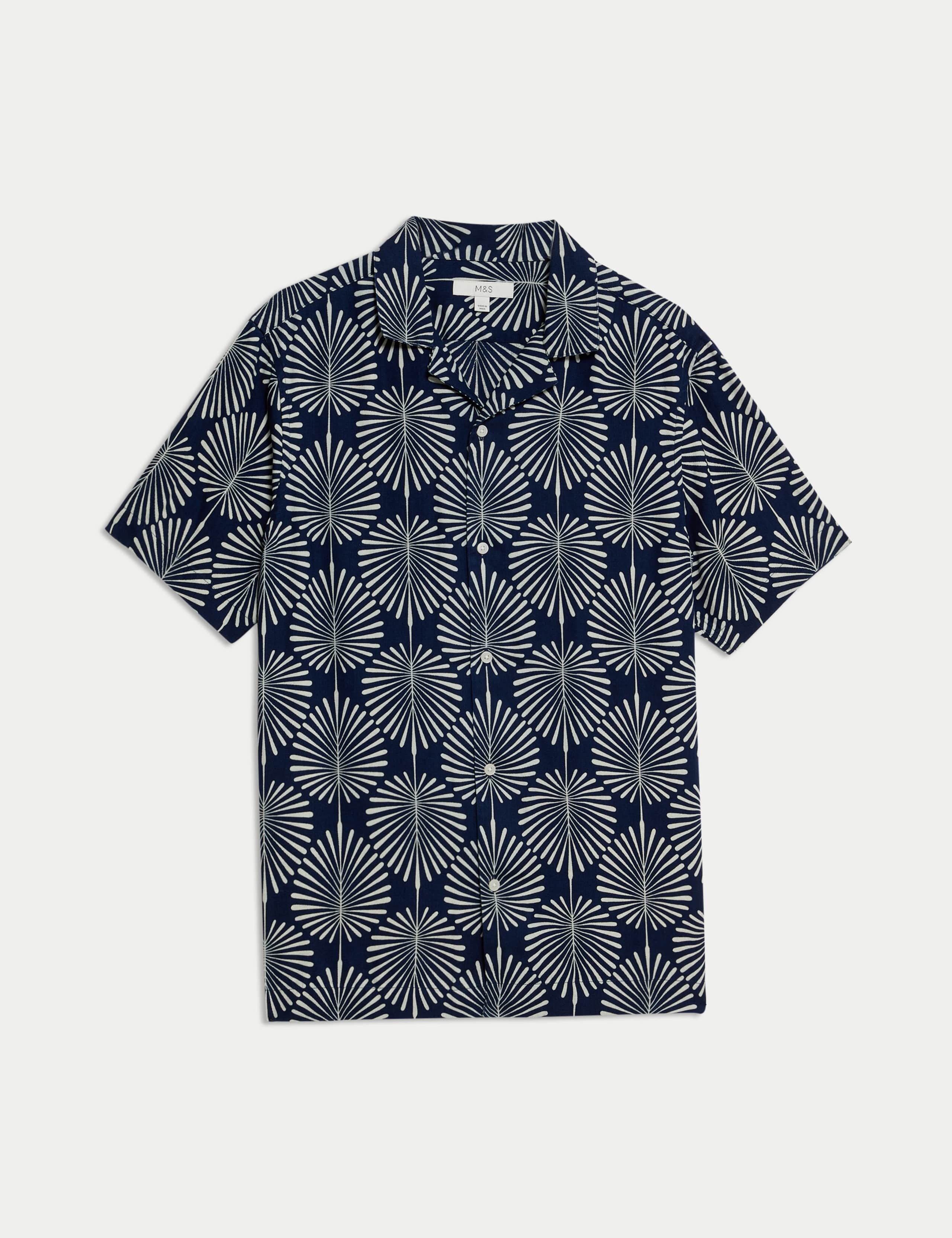 Geometric Print Cuban Collar Shirt 2 of 5