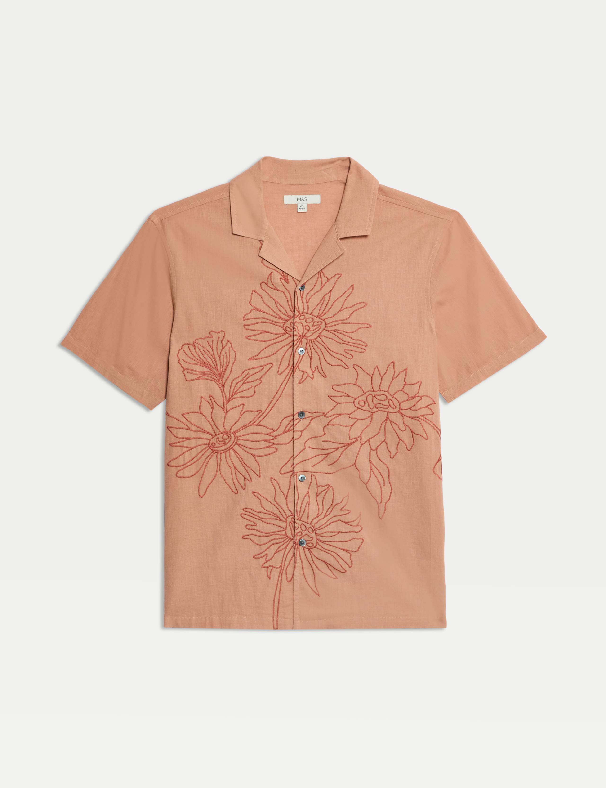 Linen Cotton Floral Embroidery Shirt 2 of 5