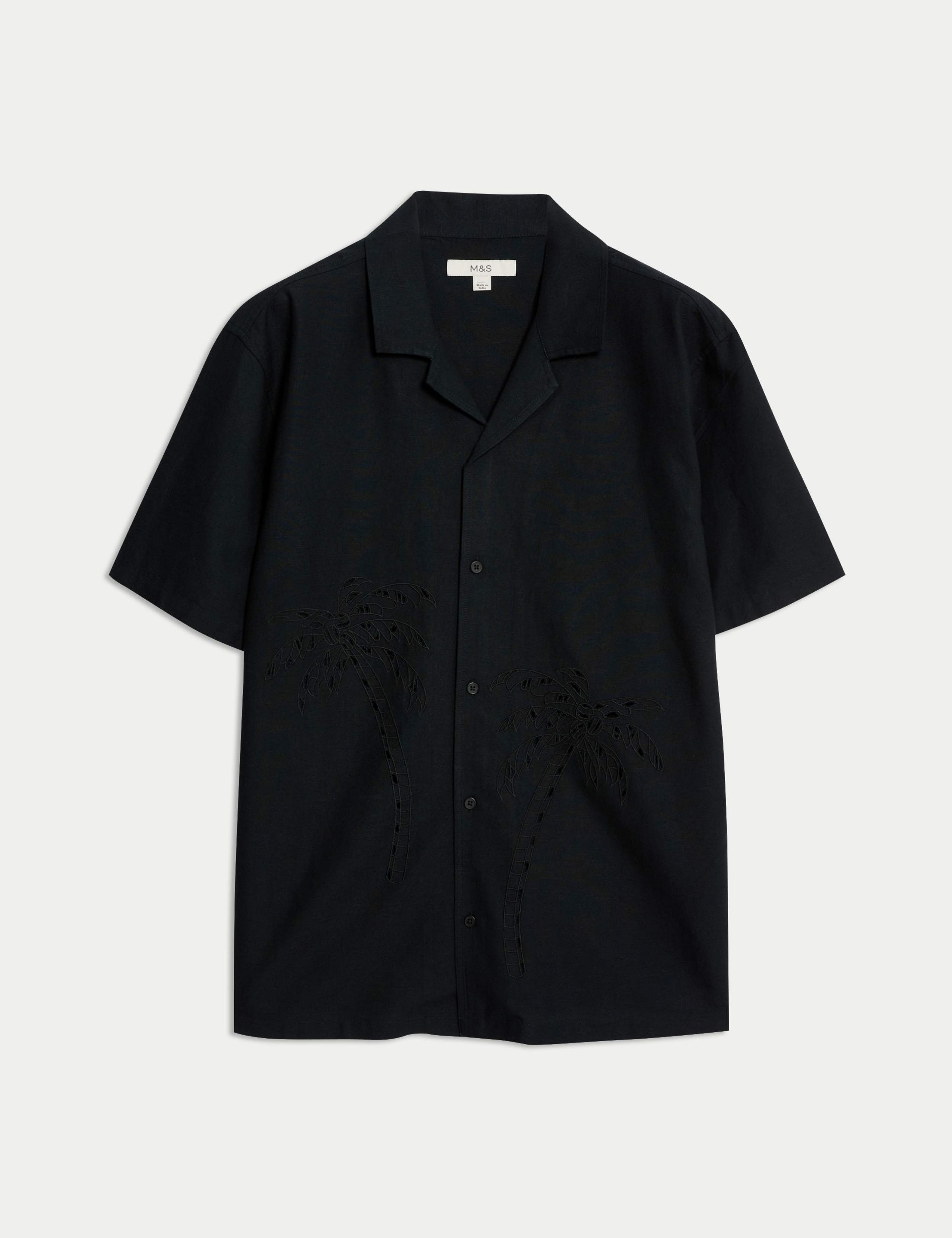 Cotton Blend Embroidered Palm Tree Shirt 2 of 7