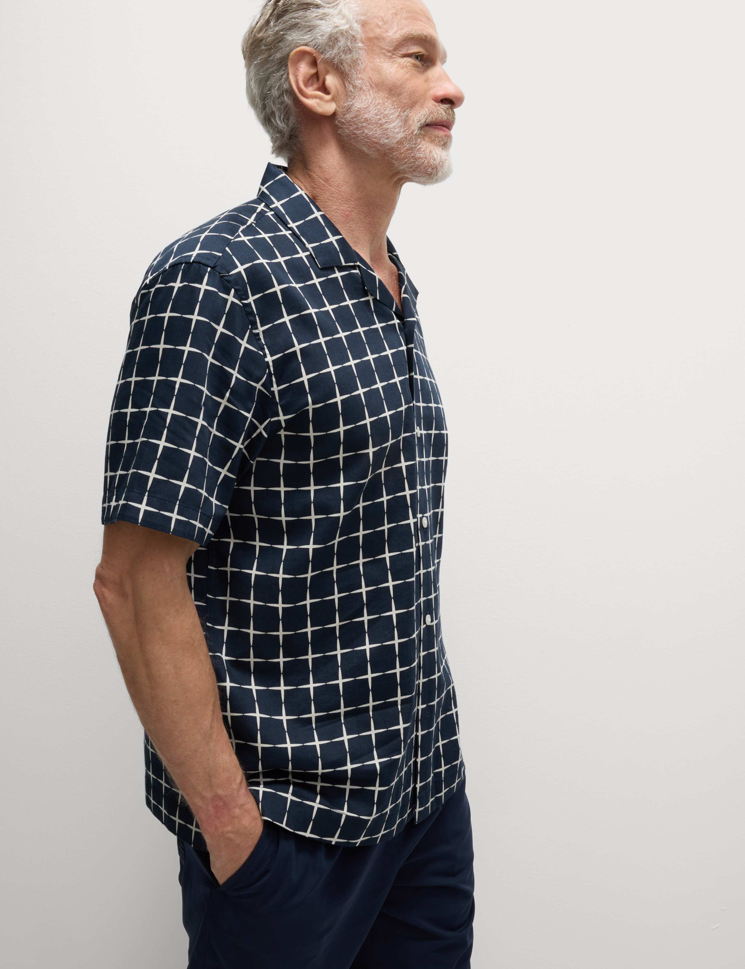 Pure Cotton Geo Print Cuban Collar Shirt 3 of 5