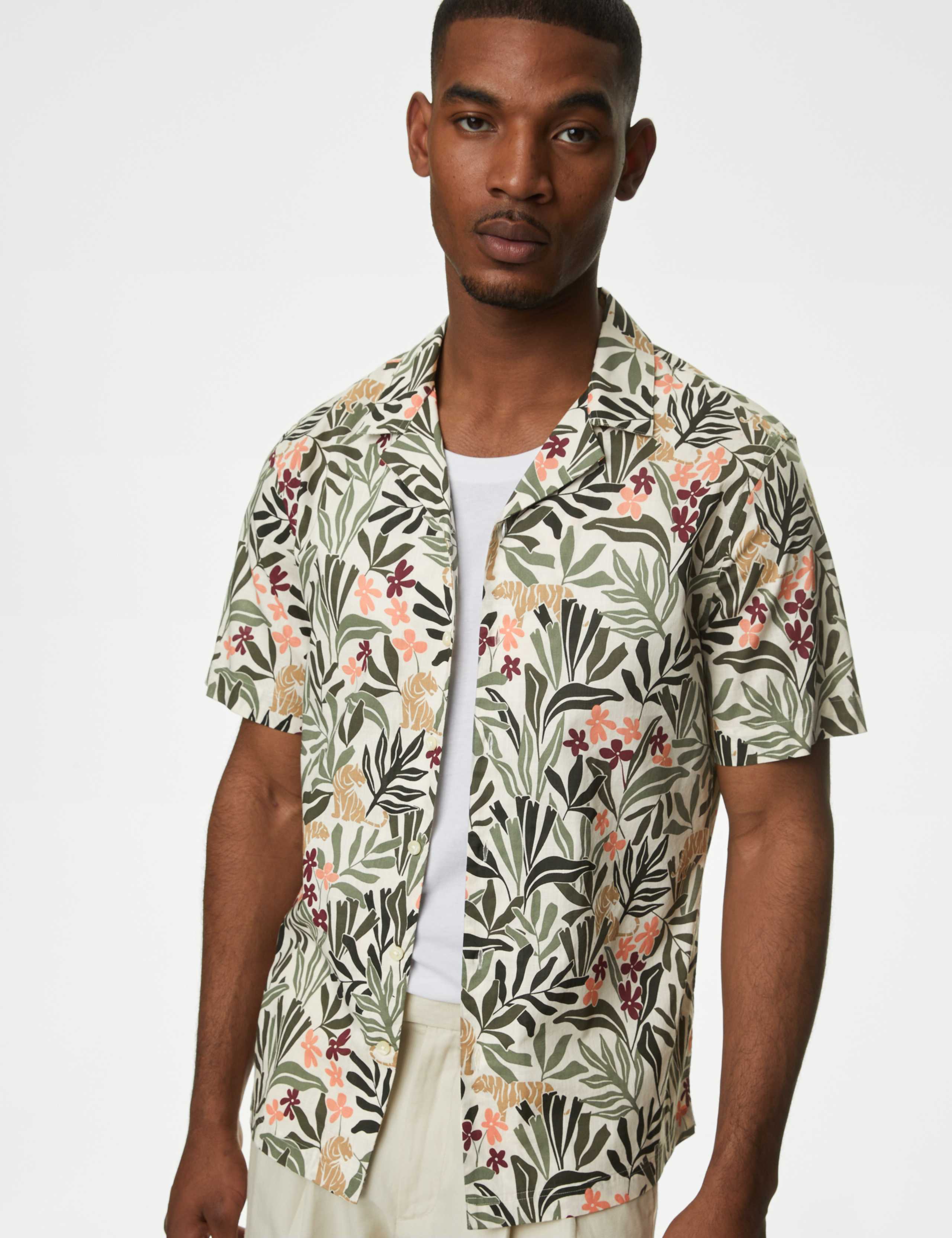 Easy Iron Pure Cotton Cuban Collar Shirt 1 of 5