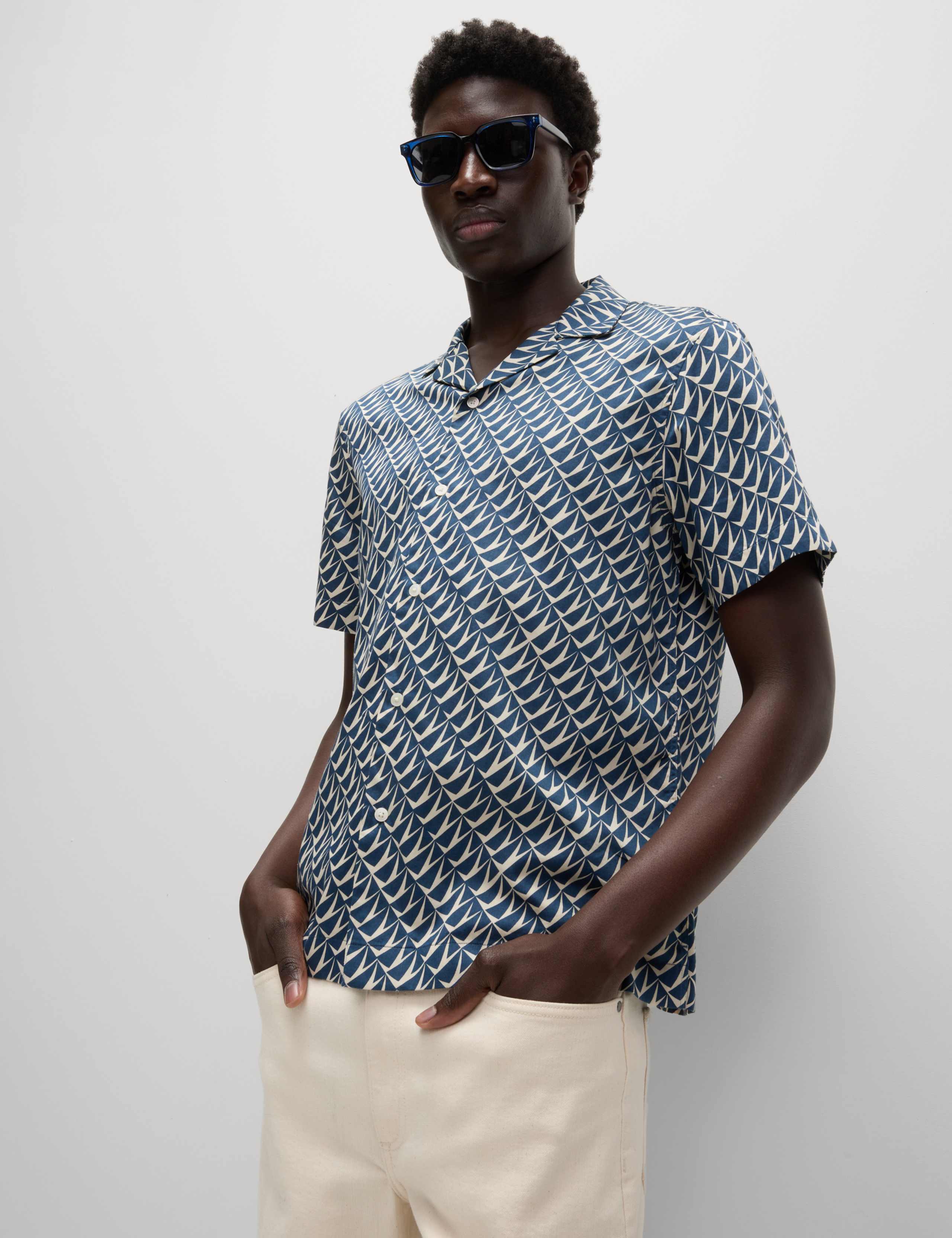 Regular Fit Pure Cotton Geometric Print Shirt 3 of 5