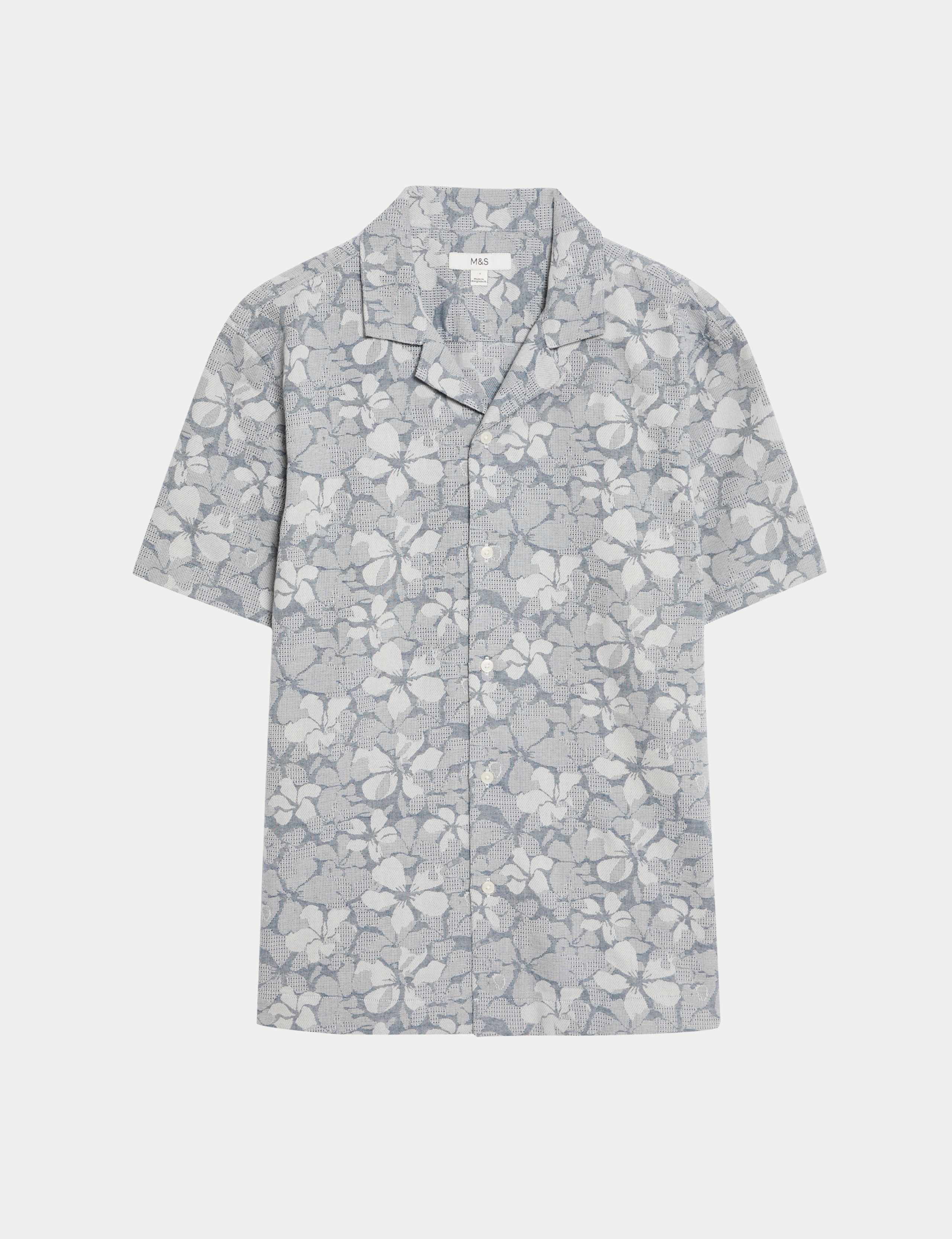 Regular Fit Cotton Rich Floral Short Sleeve Shirt 2 of 6