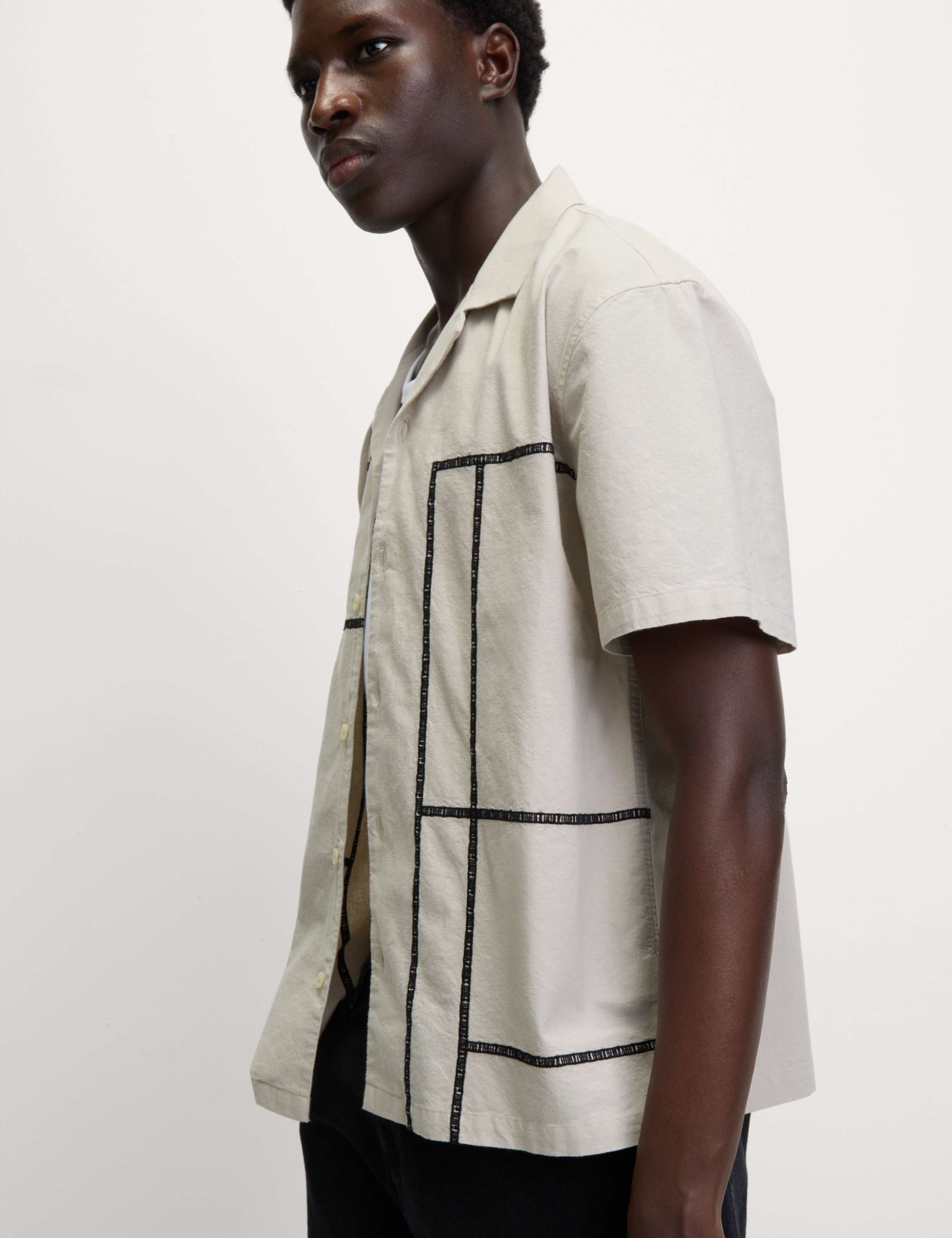 Relaxed Fit Cotton Rich Line Embroidery Shirt 3 of 7