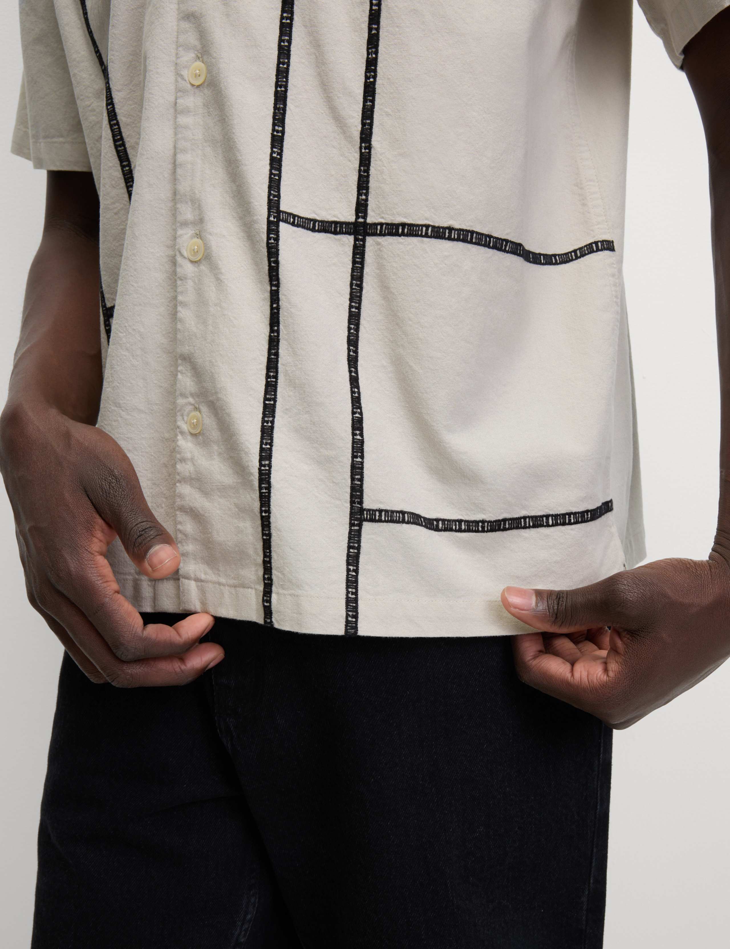 Relaxed Fit Cotton Rich Line Embroidery Shirt 5 of 7