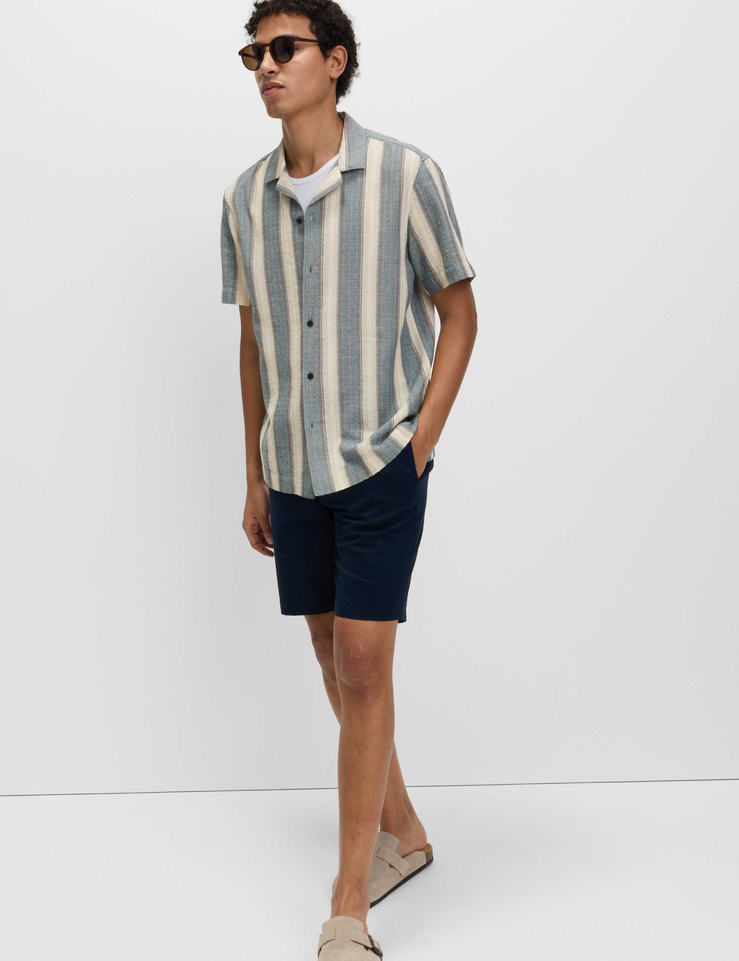 Pure Cotton Striped Short Sleeve Shirt 3 of 5