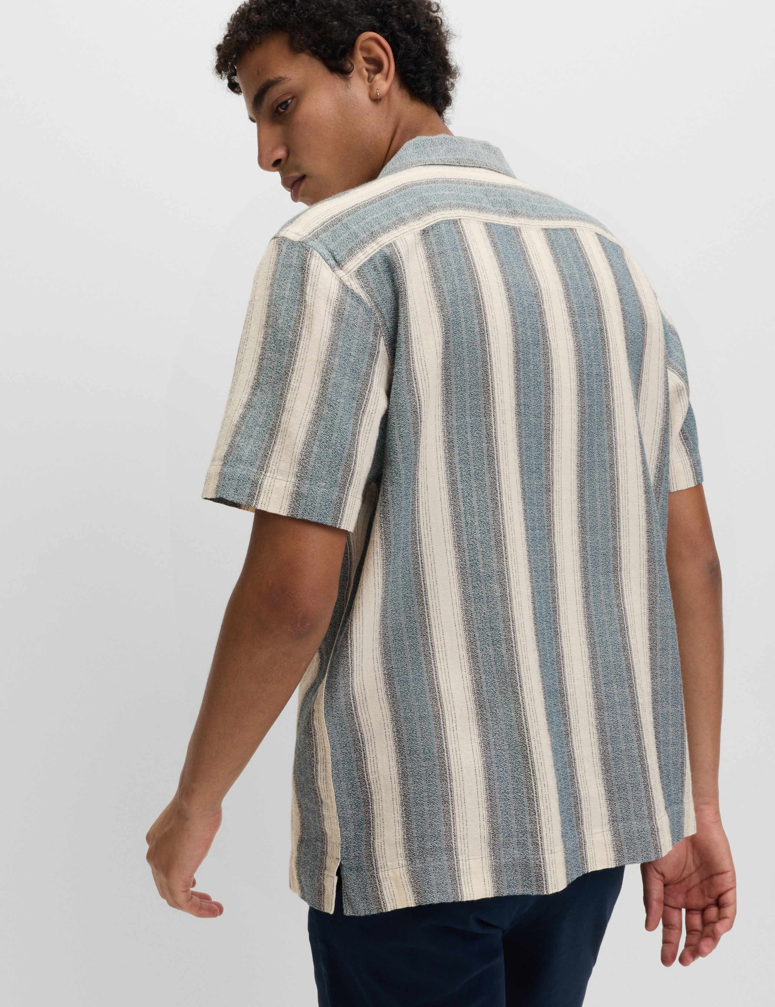 Pure Cotton Striped Short Sleeve Shirt 4 of 5