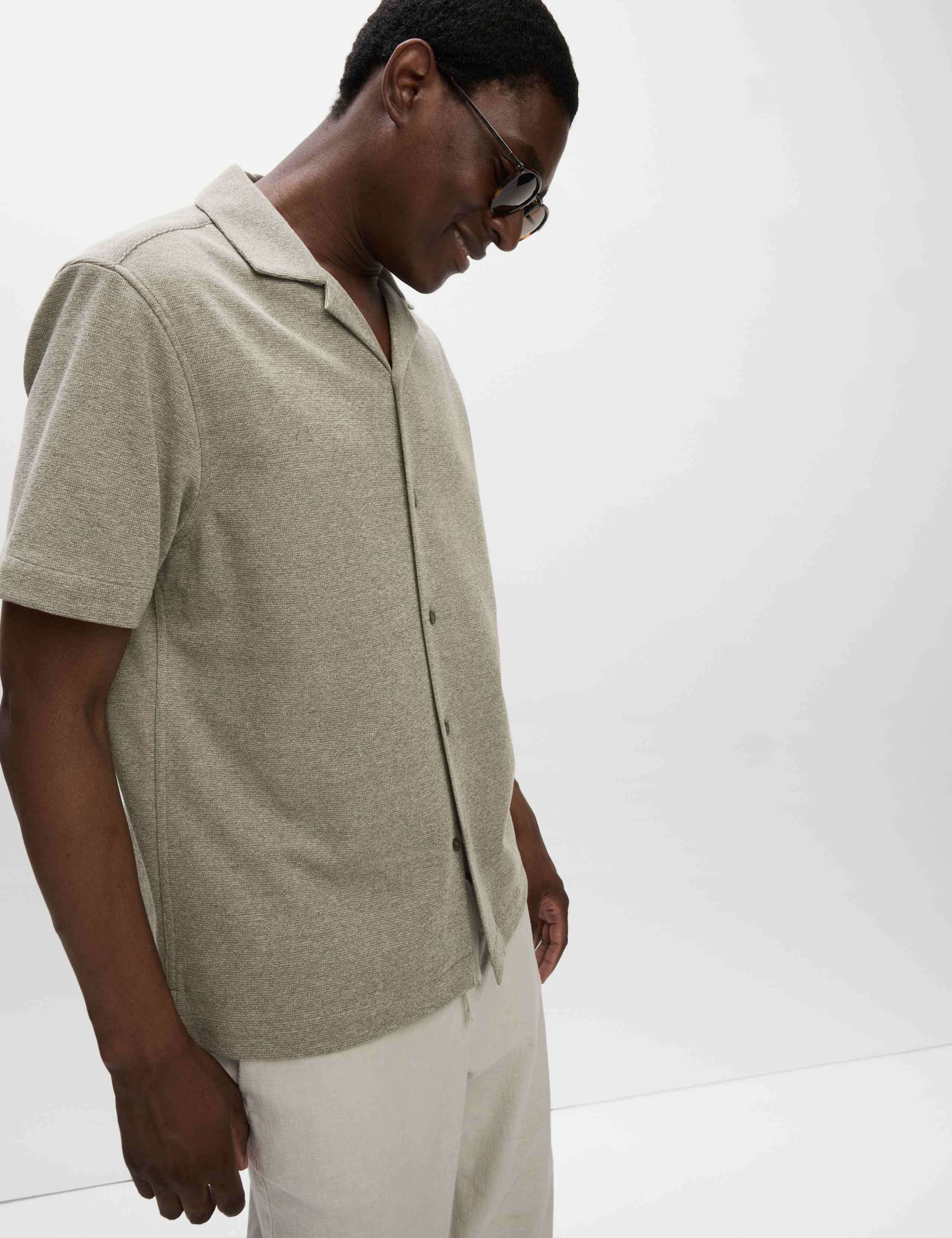 Cotton Blend Textured Knitted Shirt 6 of 6