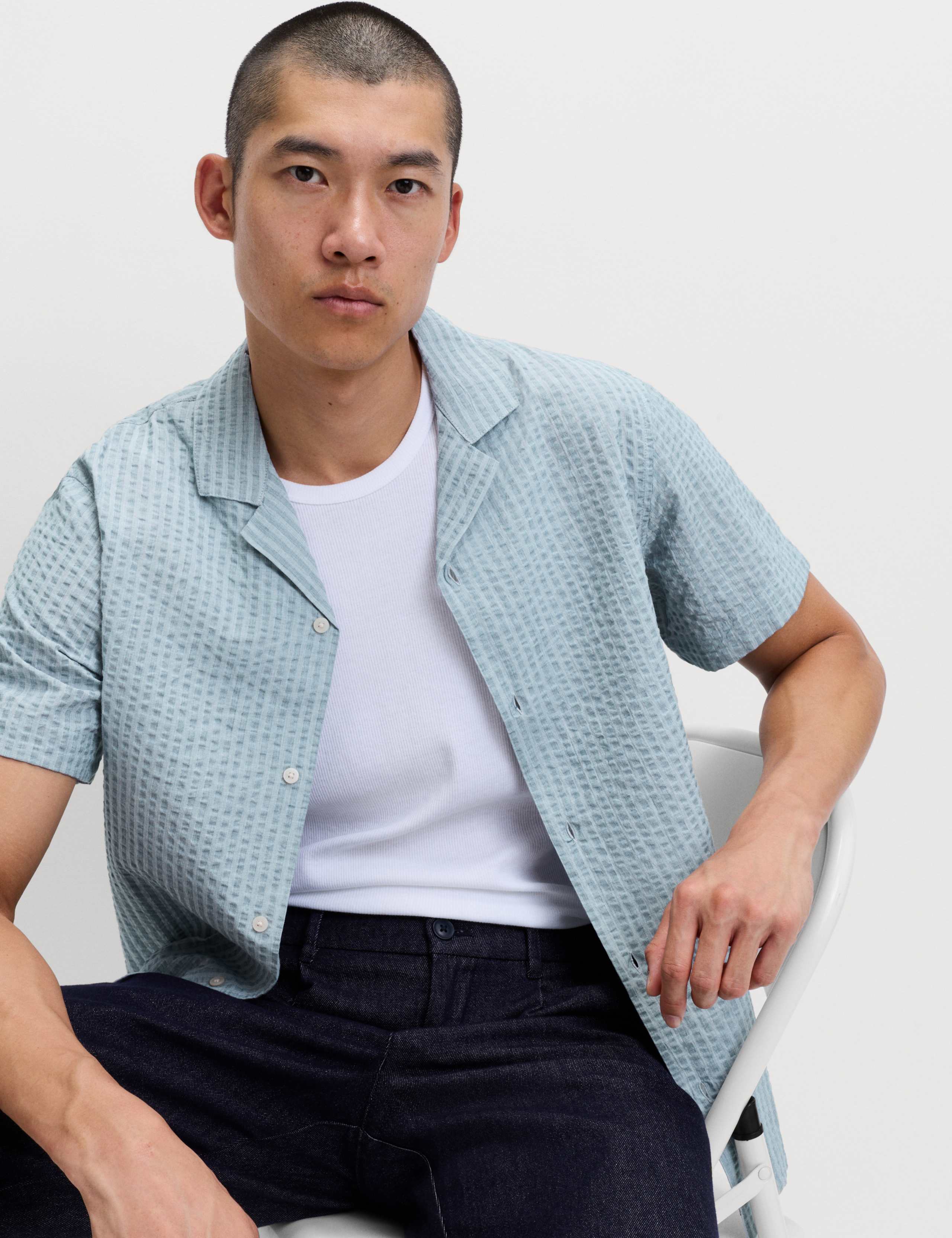 Pure Cotton Seersucker Short Sleeve Shirt 6 of 6