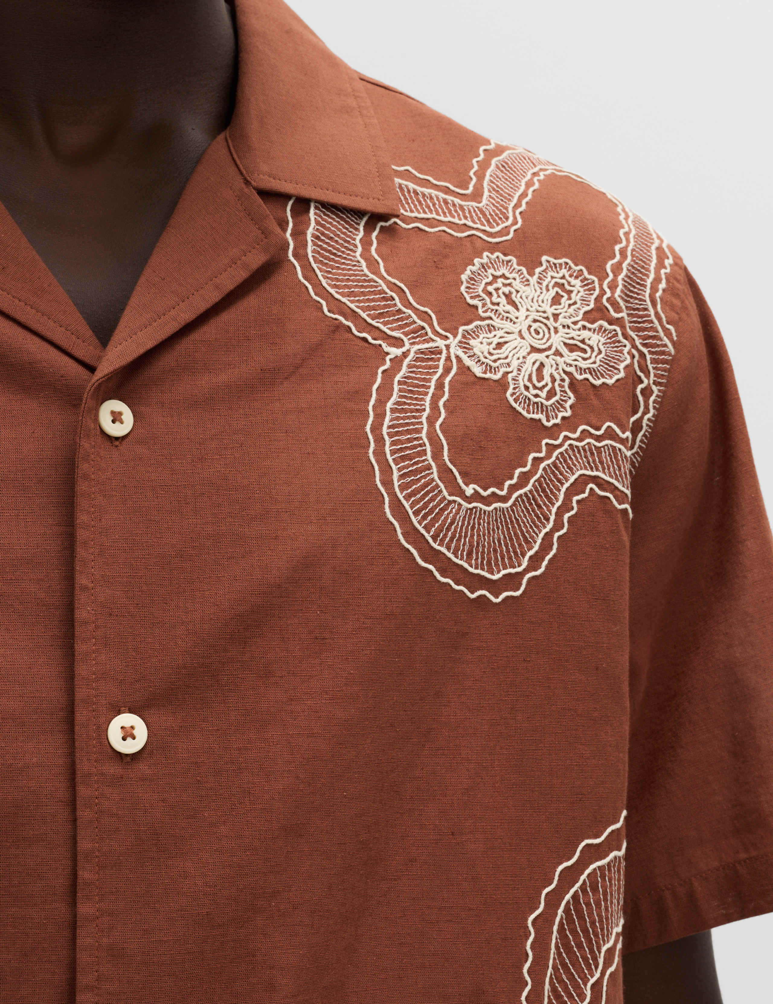 Regular Fit Cotton Linen Blend Floral Shirt 4 of 6