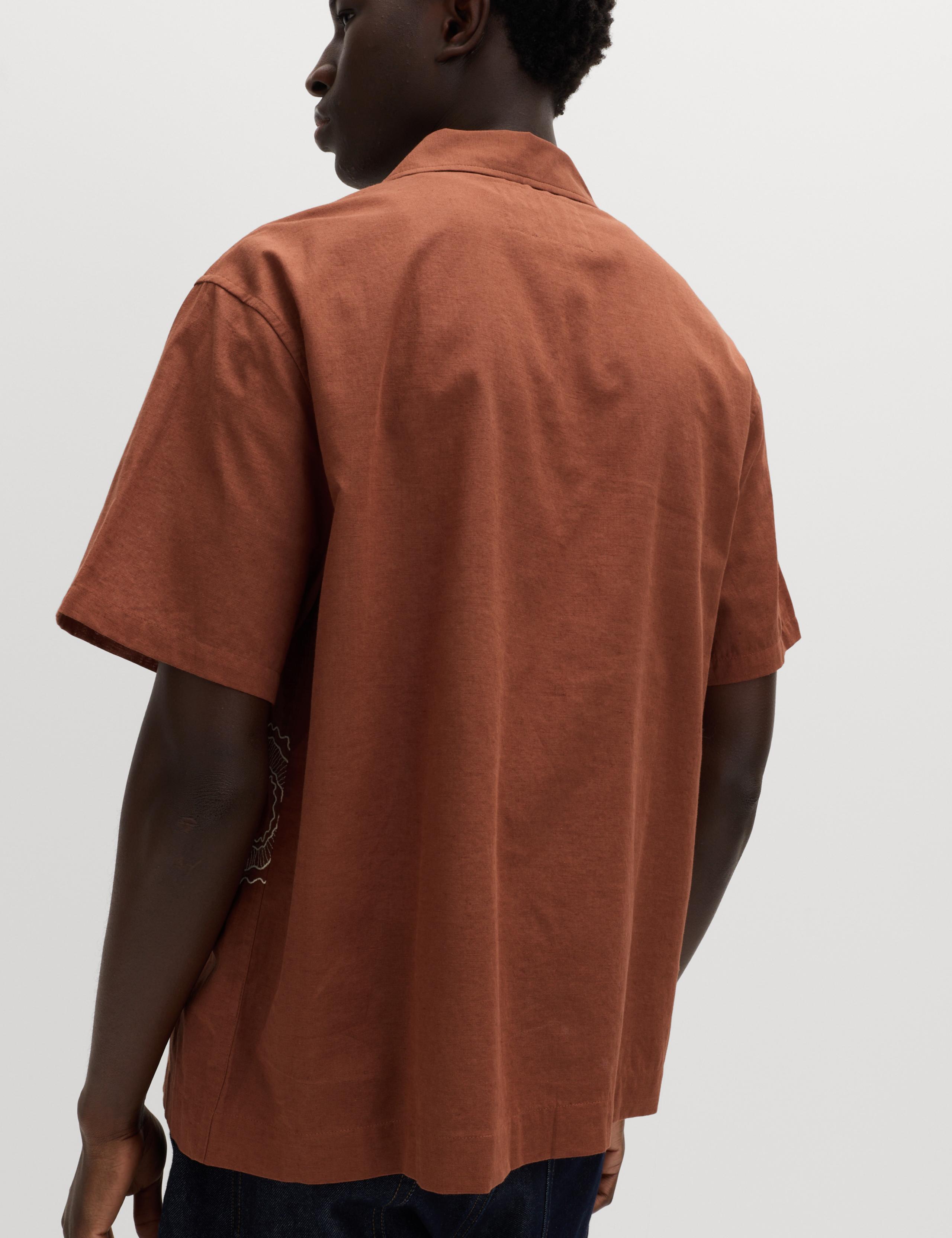 Regular Fit Cotton Linen Blend Floral Shirt 6 of 6