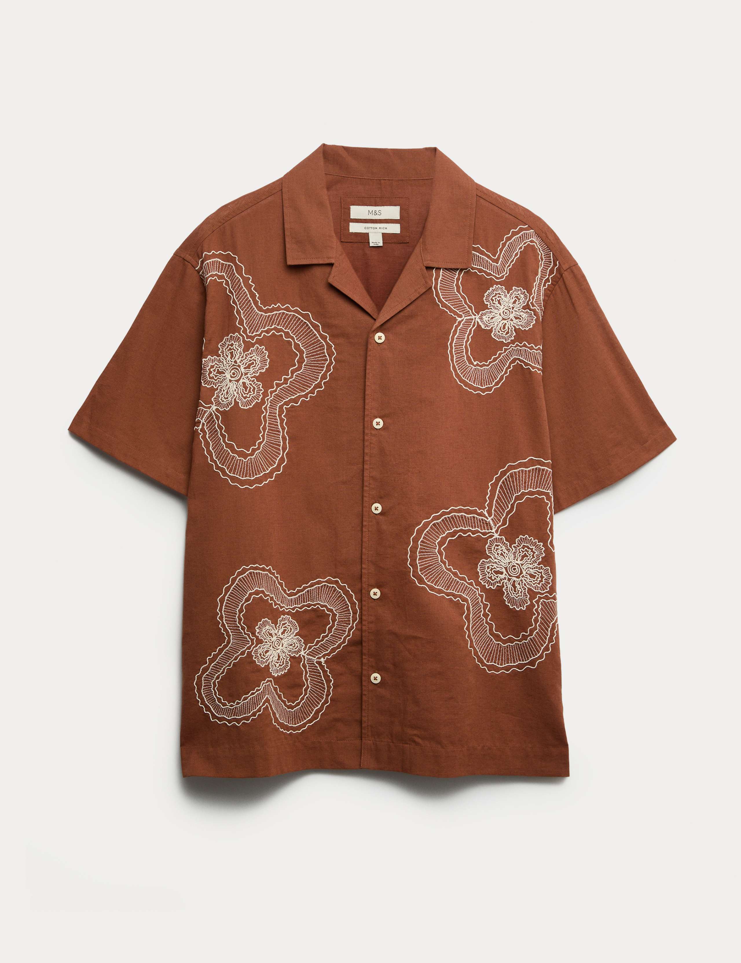 Regular Fit Cotton Linen Blend Floral Shirt 2 of 6