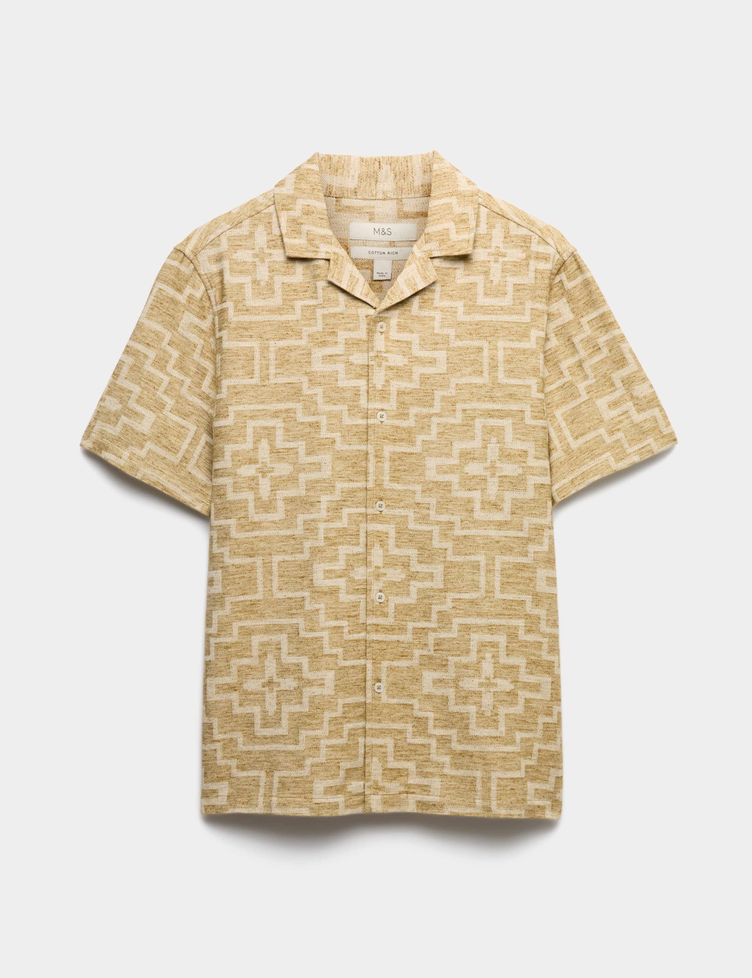 Regular Fit Cotton Rich Geometric Short Sleeve Shirt 2 of 7