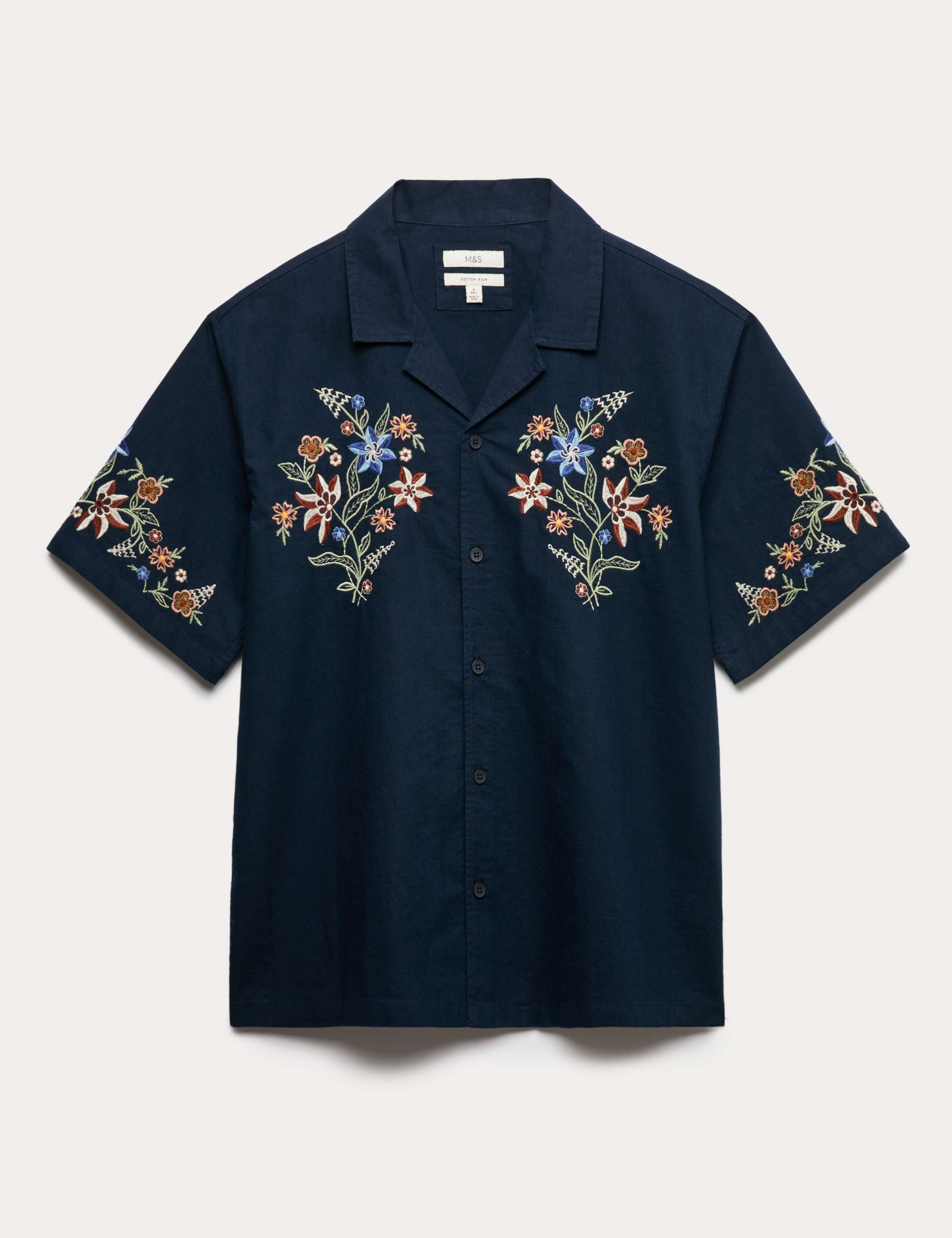 Relaxed Fit Cotton Rich Embroidered Short Sleeve Shirt 2 of 5