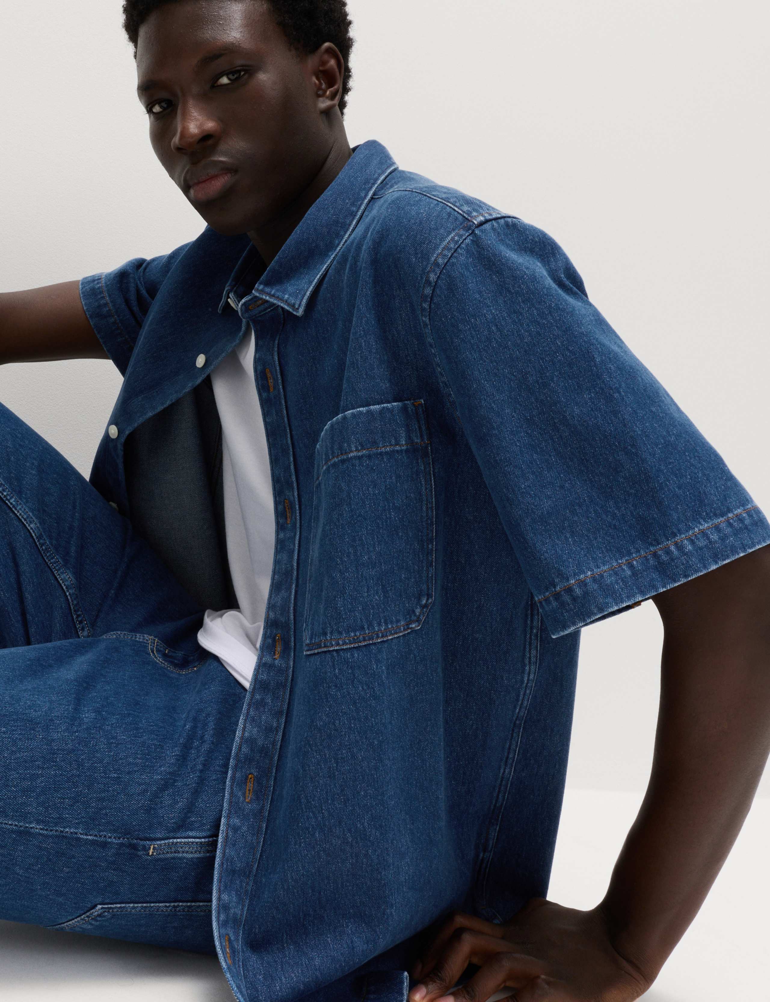 Pure Cotton Denim Short Sleeve Shirt 4 of 6