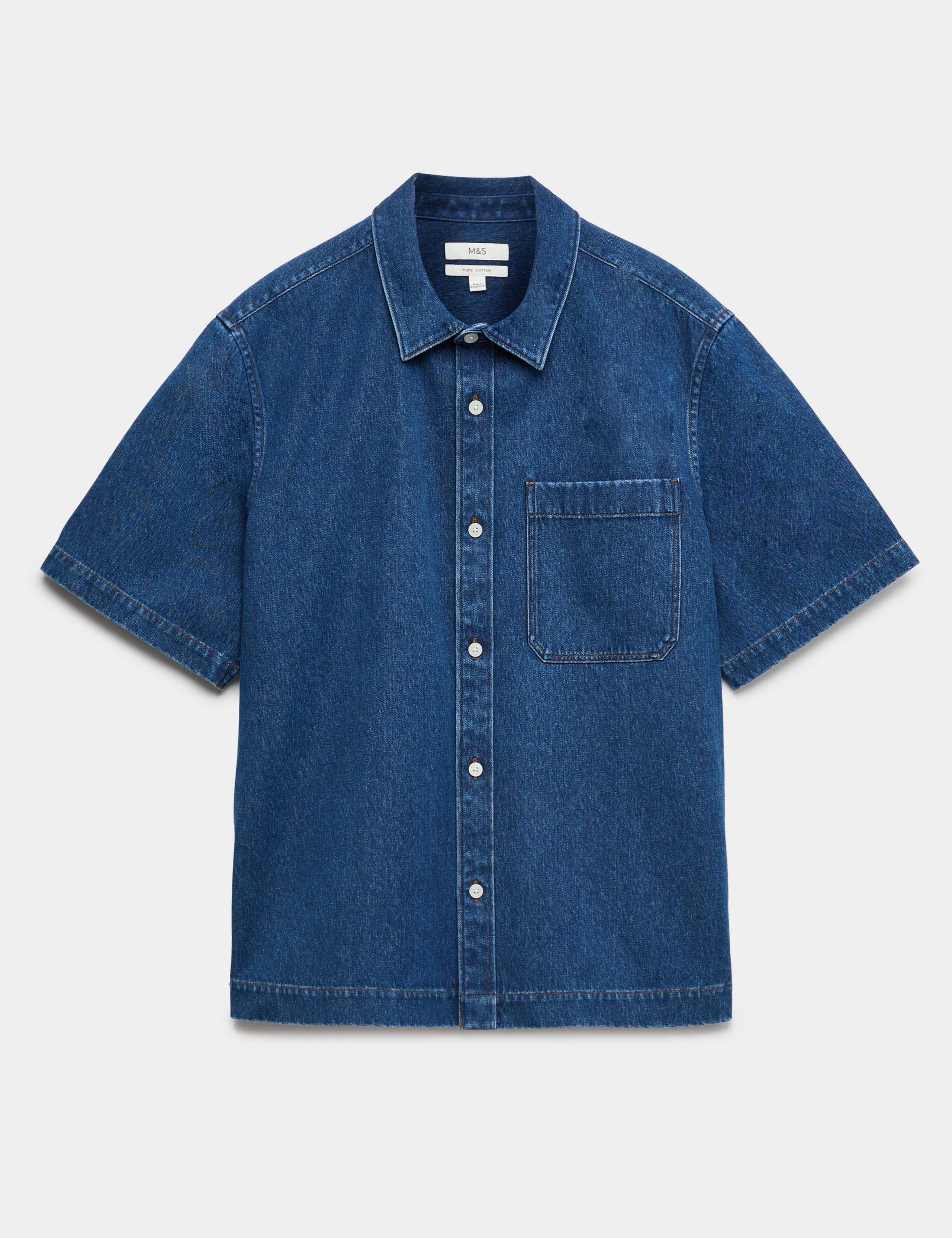 Pure Cotton Denim Short Sleeve Shirt 2 of 6
