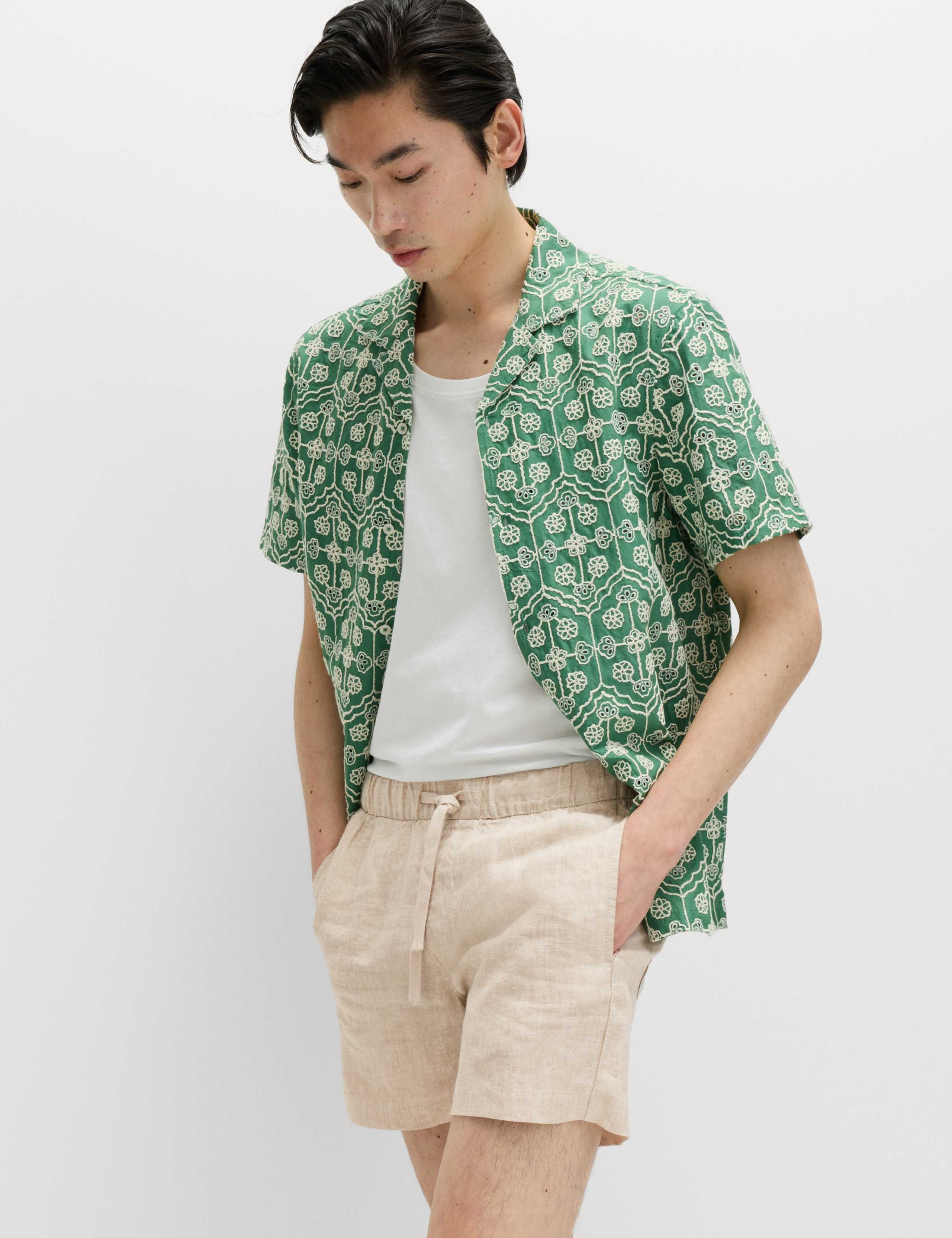 Pure Cotton Embroidered Short Sleeve Shirt 1 of 7