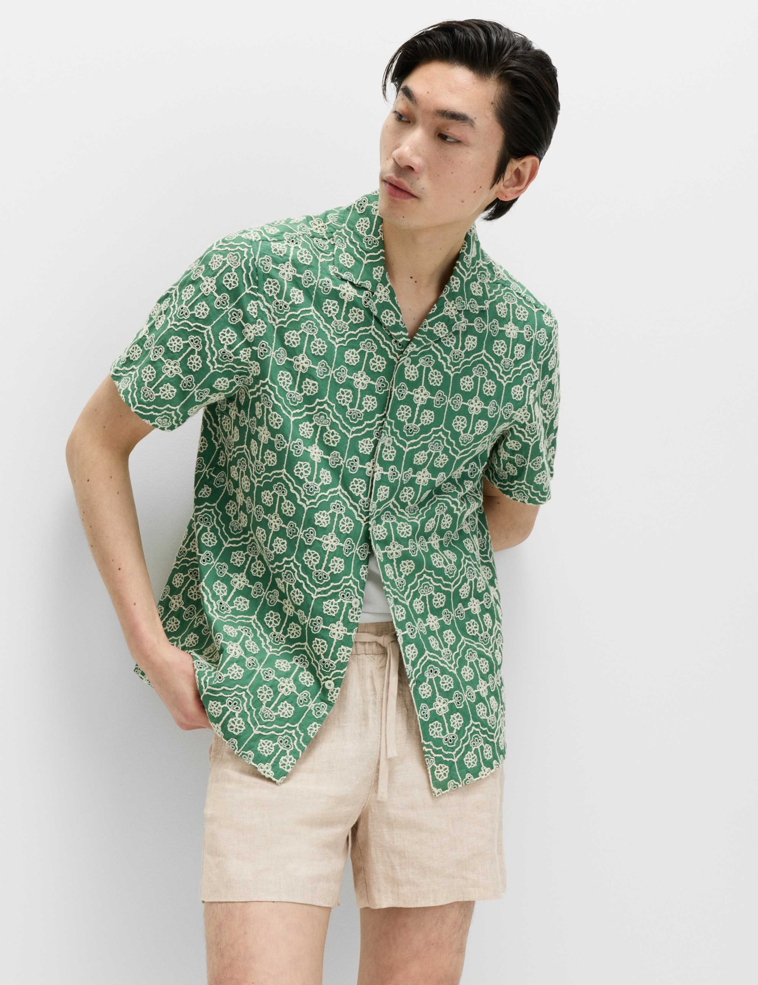 Pure Cotton Embroidered Short Sleeve Shirt 3 of 7
