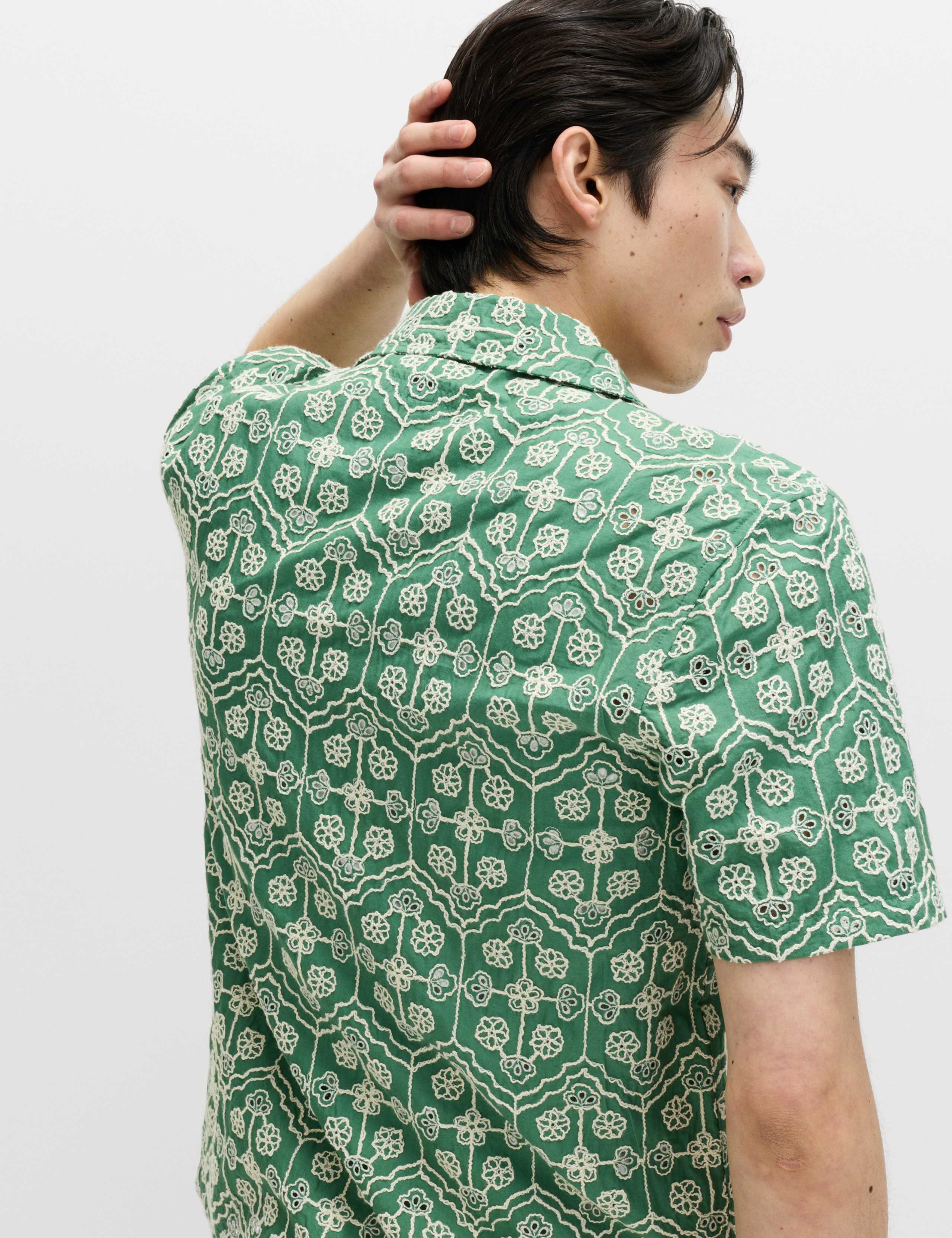 Pure Cotton Embroidered Short Sleeve Shirt 5 of 7