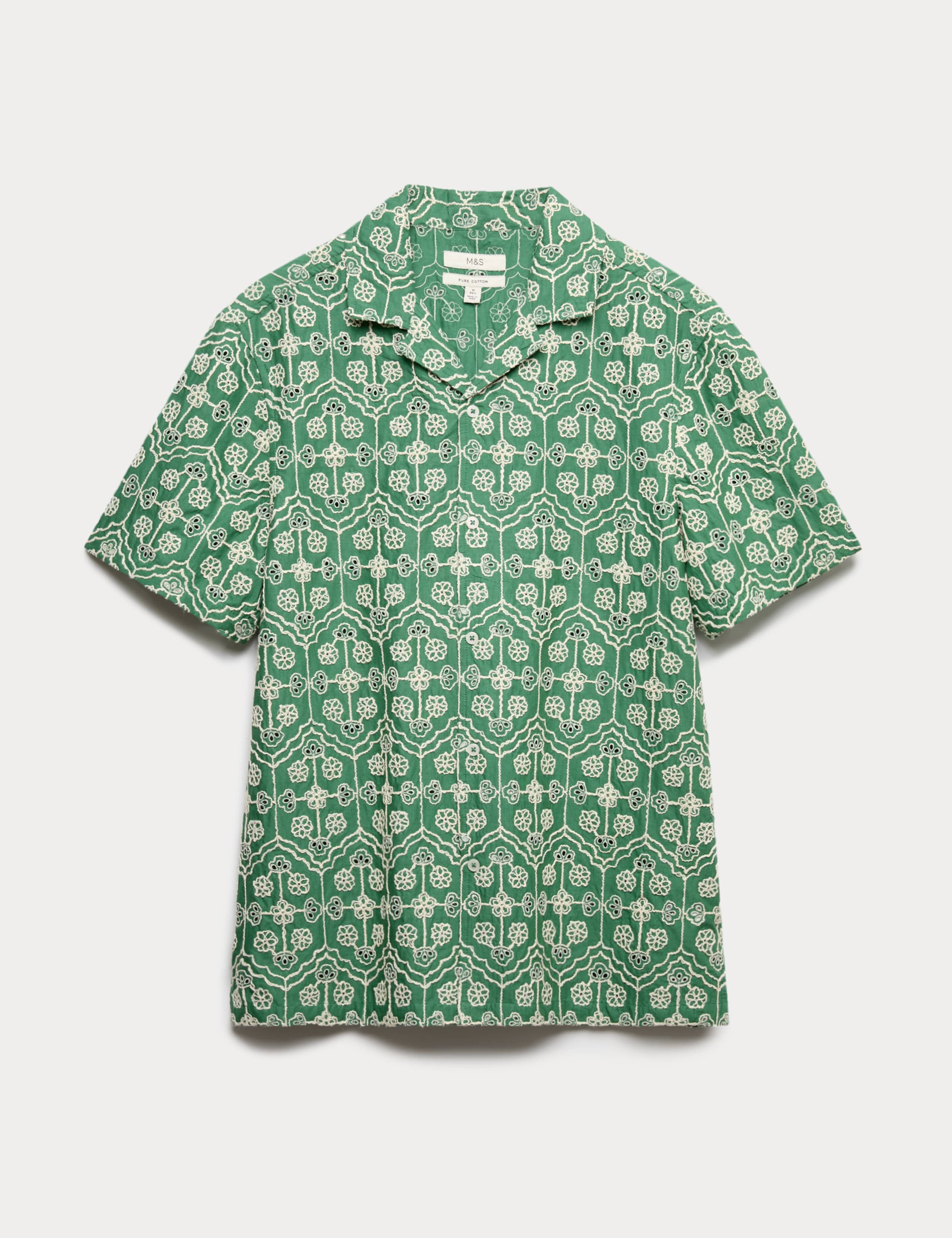 Pure Cotton Embroidered Short Sleeve Shirt 2 of 7