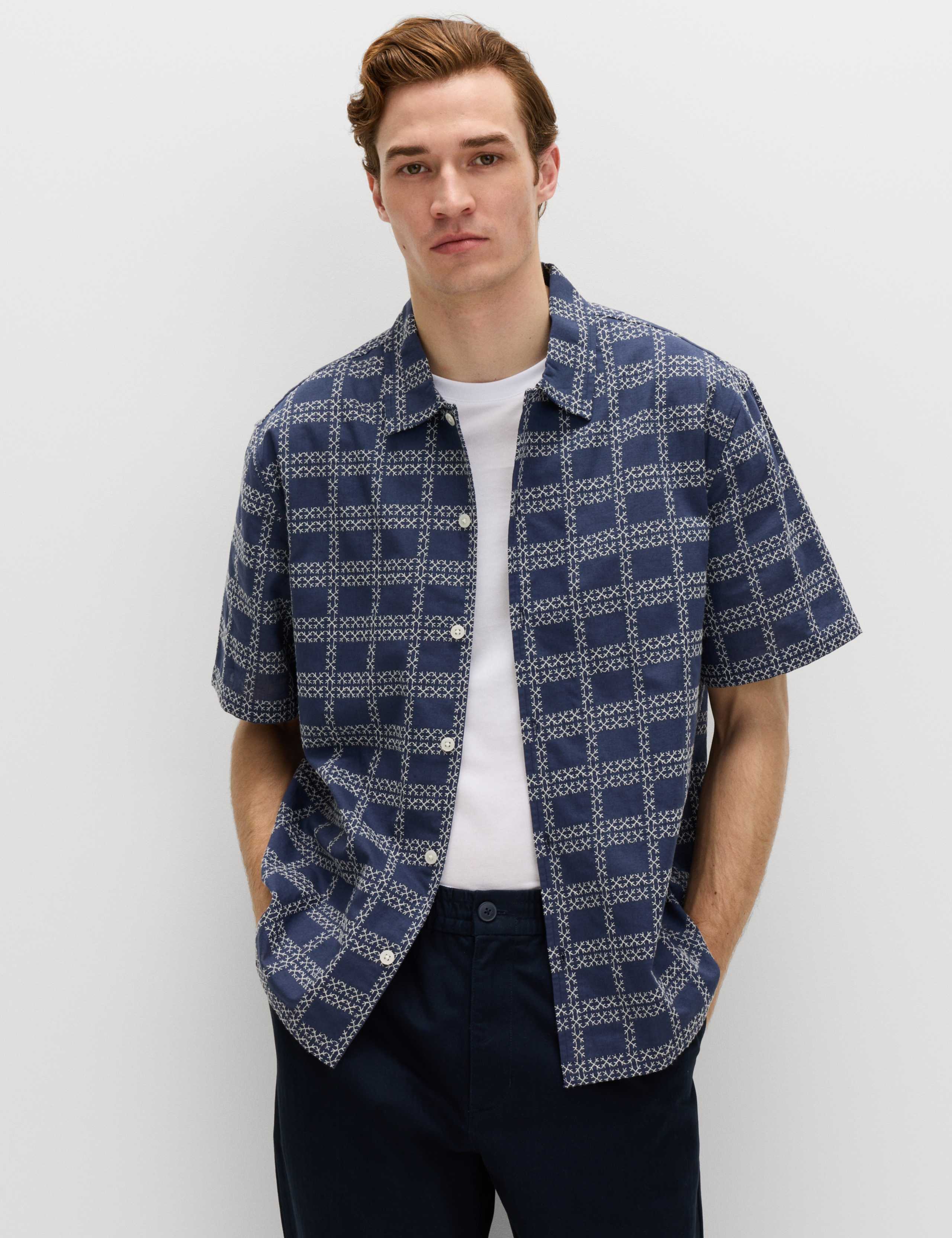 Relaxed Fit Cotton Rich Embroidered Short Sleeve Shirt 4 of 7