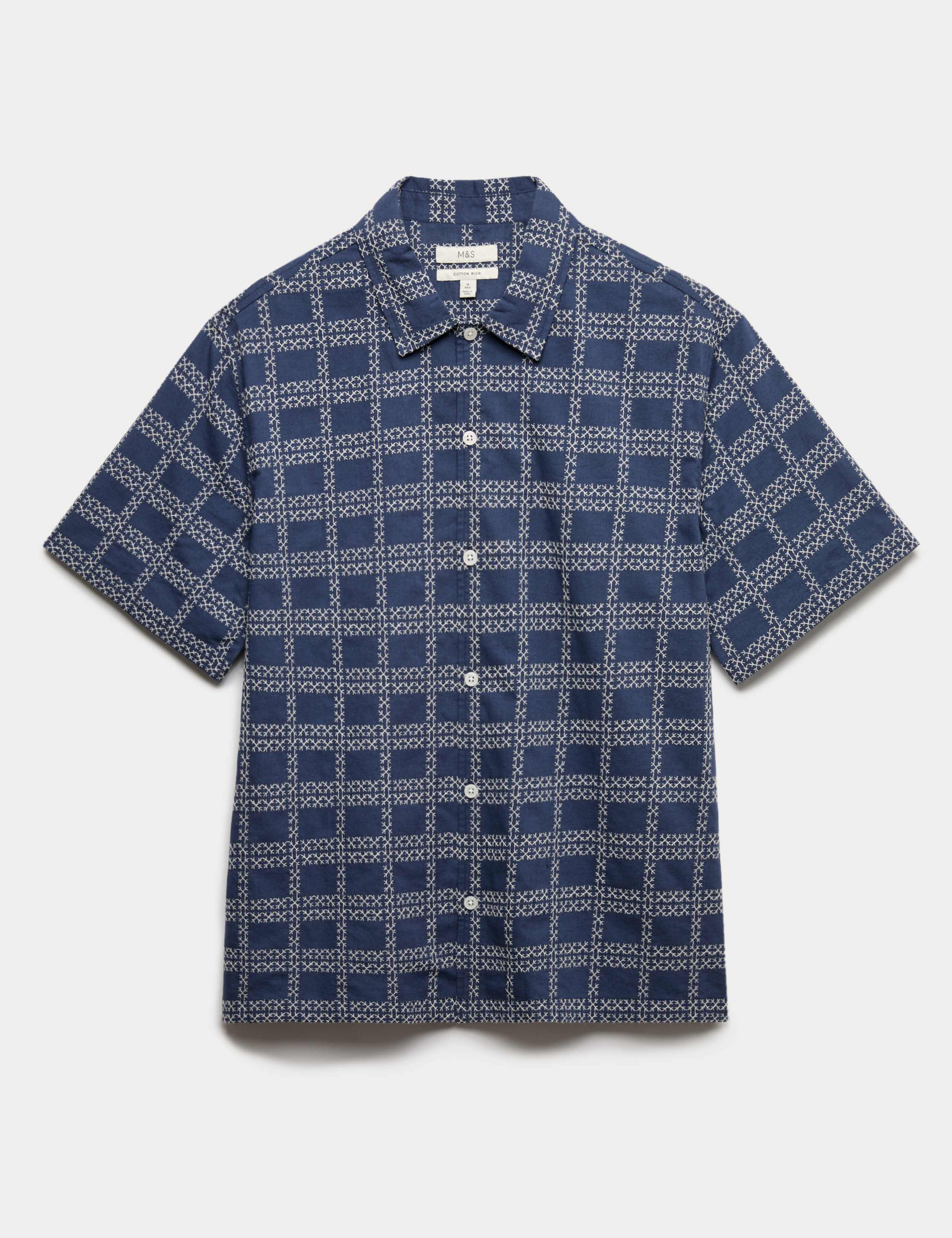 Cotton Rich Embroidered Short Sleeve Shirt 2 of 7