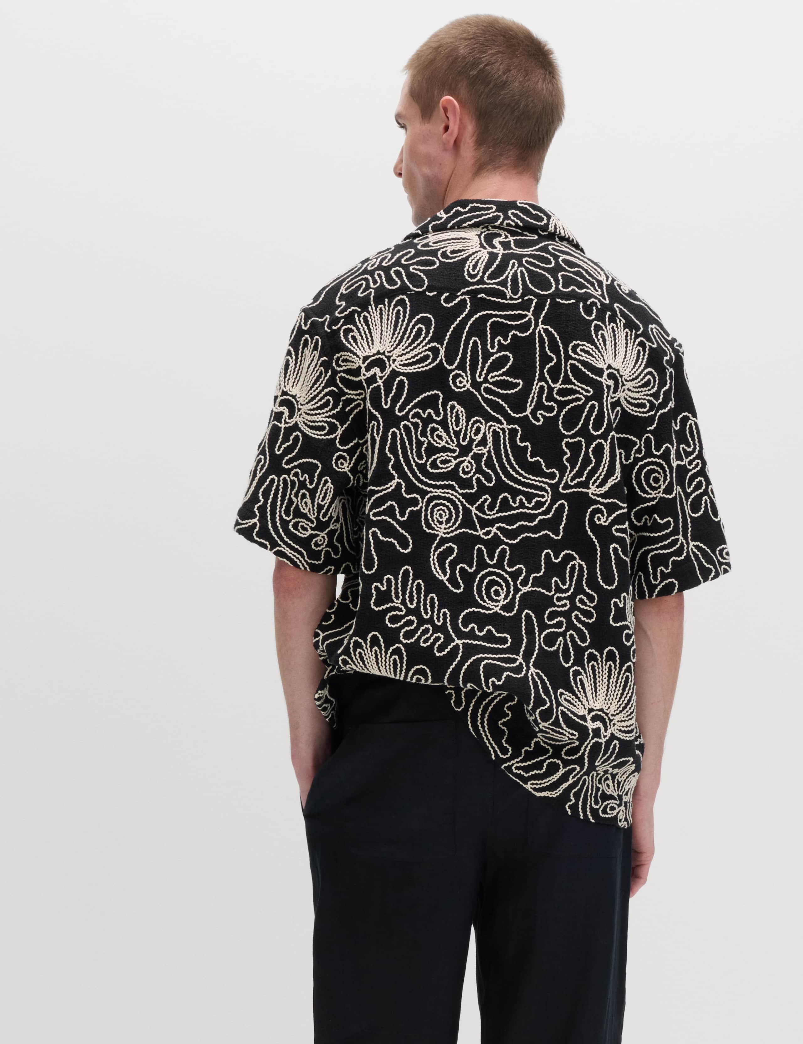 Cotton Blend Embroidered Short Sleeve Shirt 4 of 5