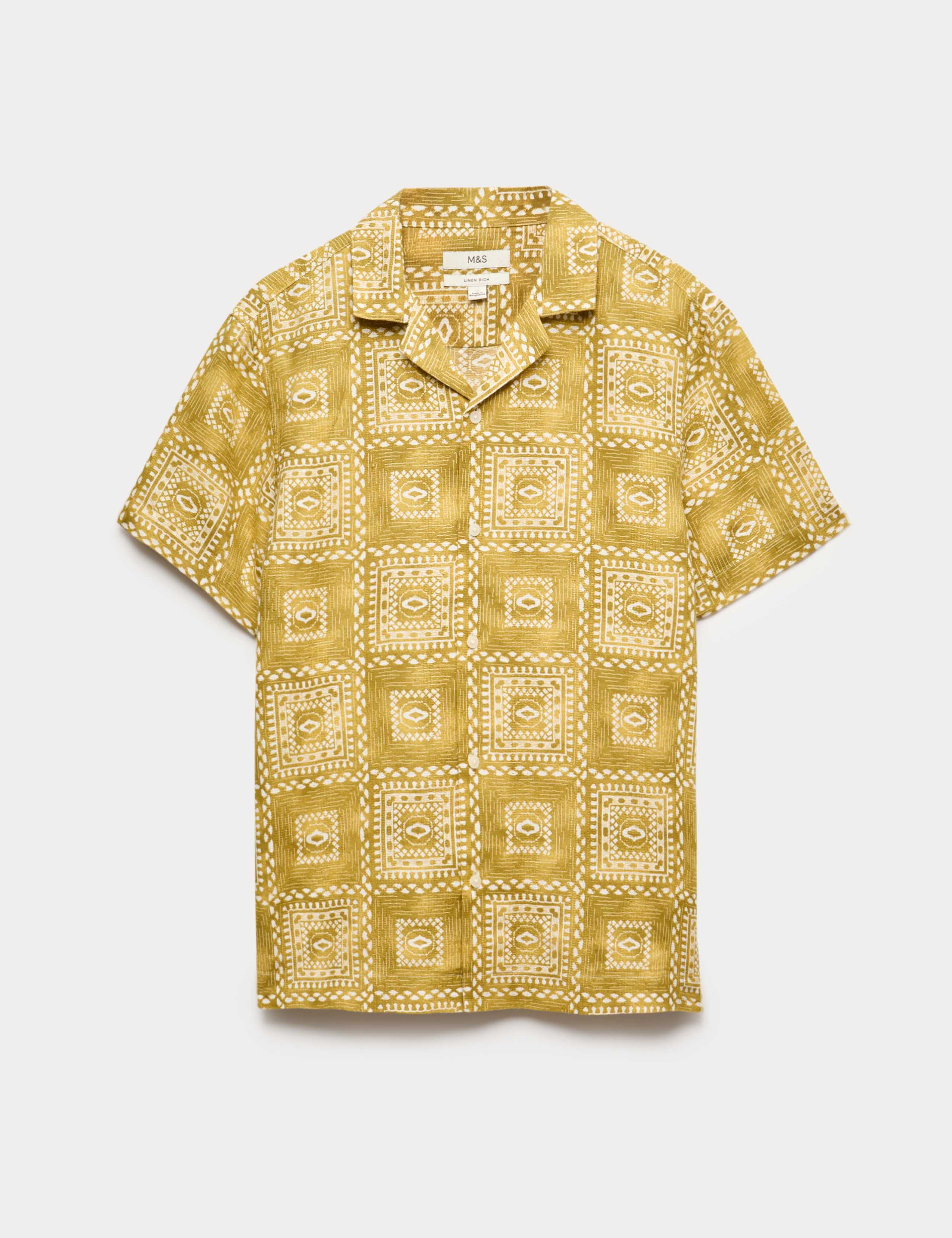 Linen Rich Abstract Tile Print Shirt 2 of 6
