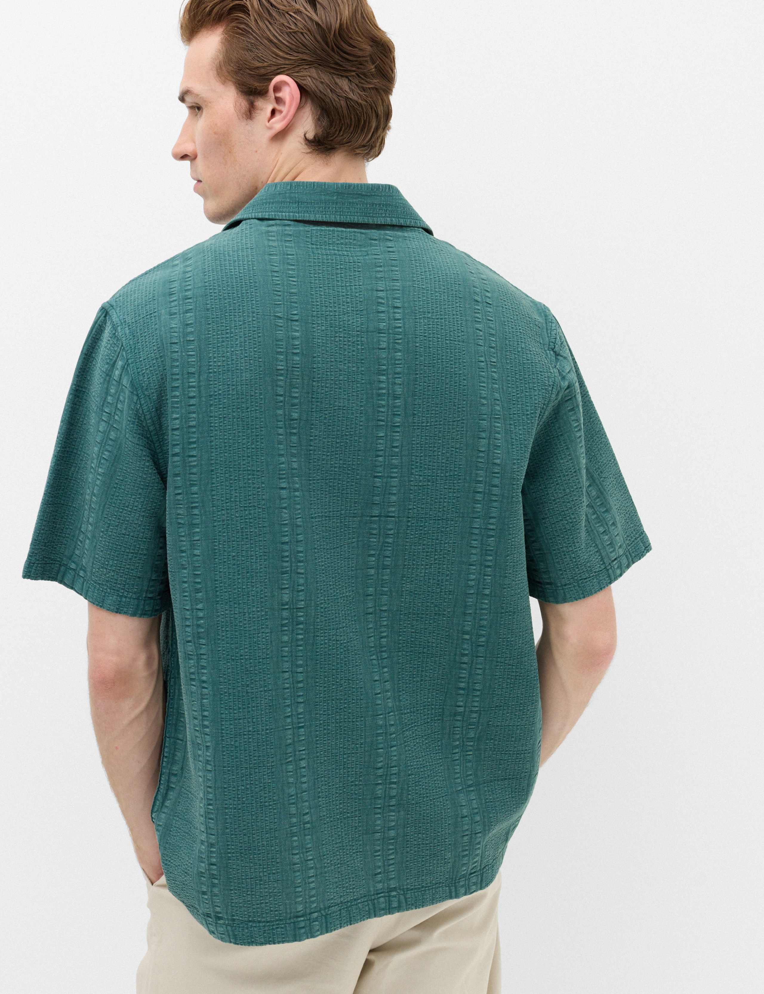 Regular Fit Pure Cotton Embroidered Short Sleeve Shirt 4 of 5
