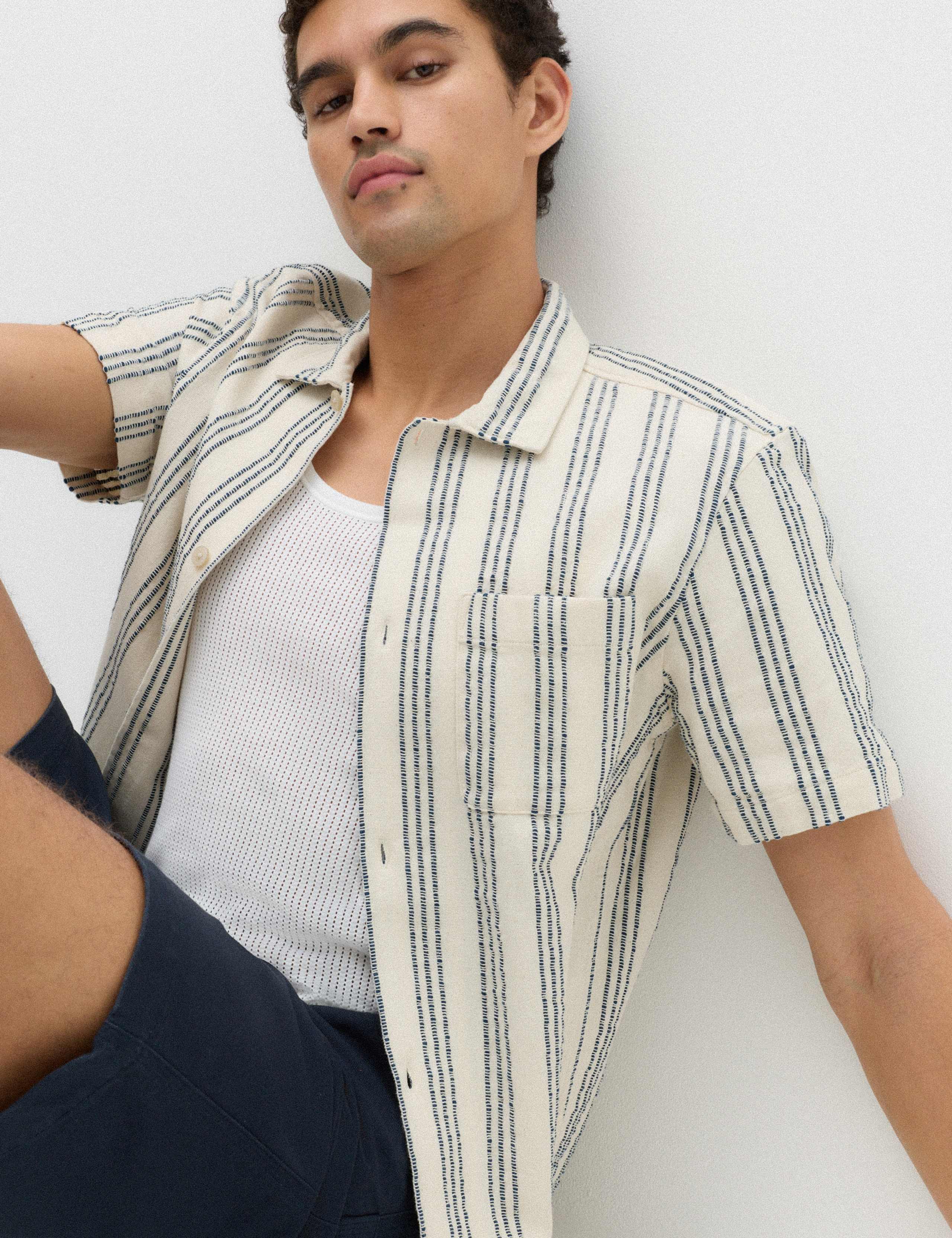 Pure Cotton Textured Short Sleeve Shirt 4 of 6