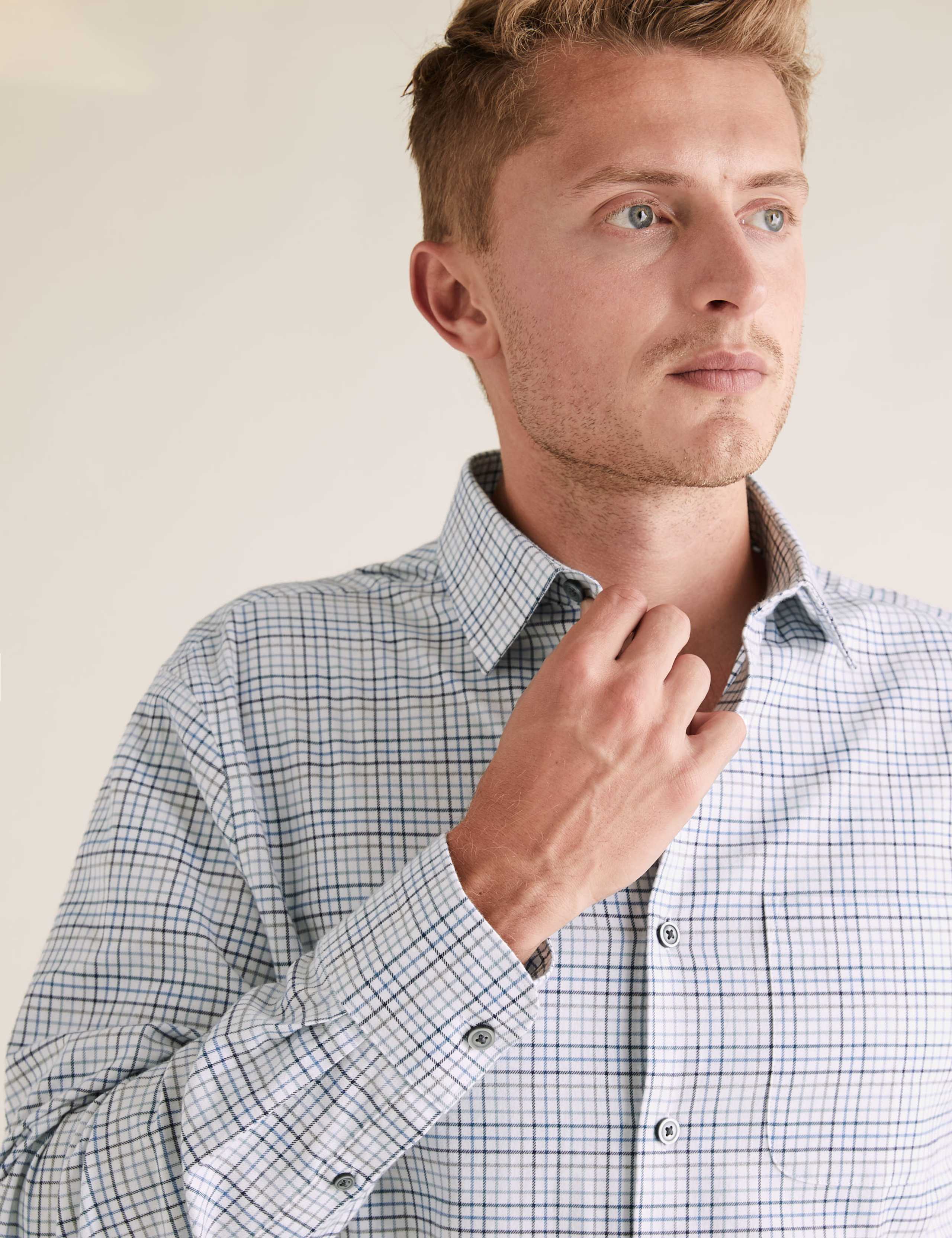 Regular Fit Brushed Cotton Checked Shirt 6 of 6