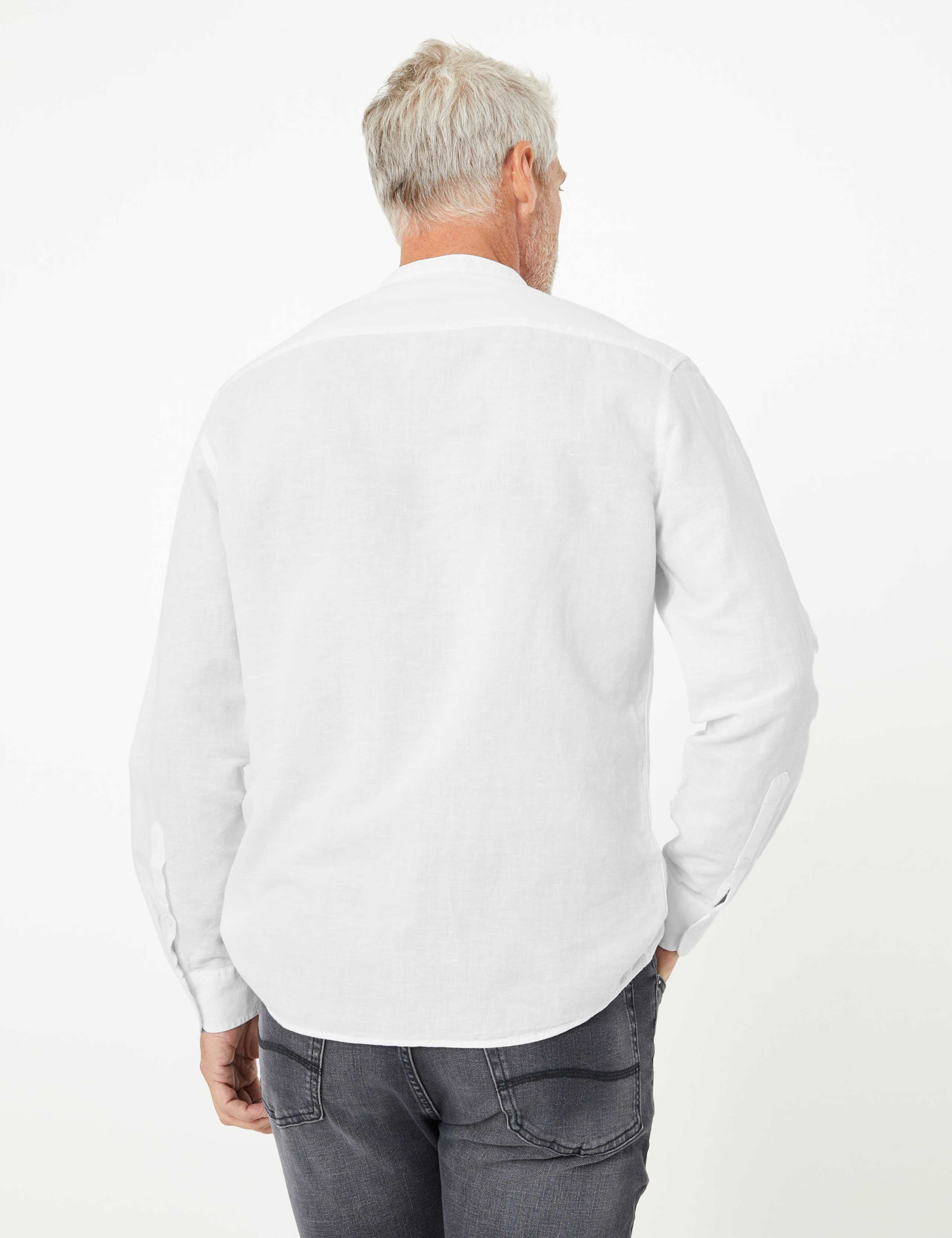 Easy Iron Linen Grandad Collar Shirt 4 of 4