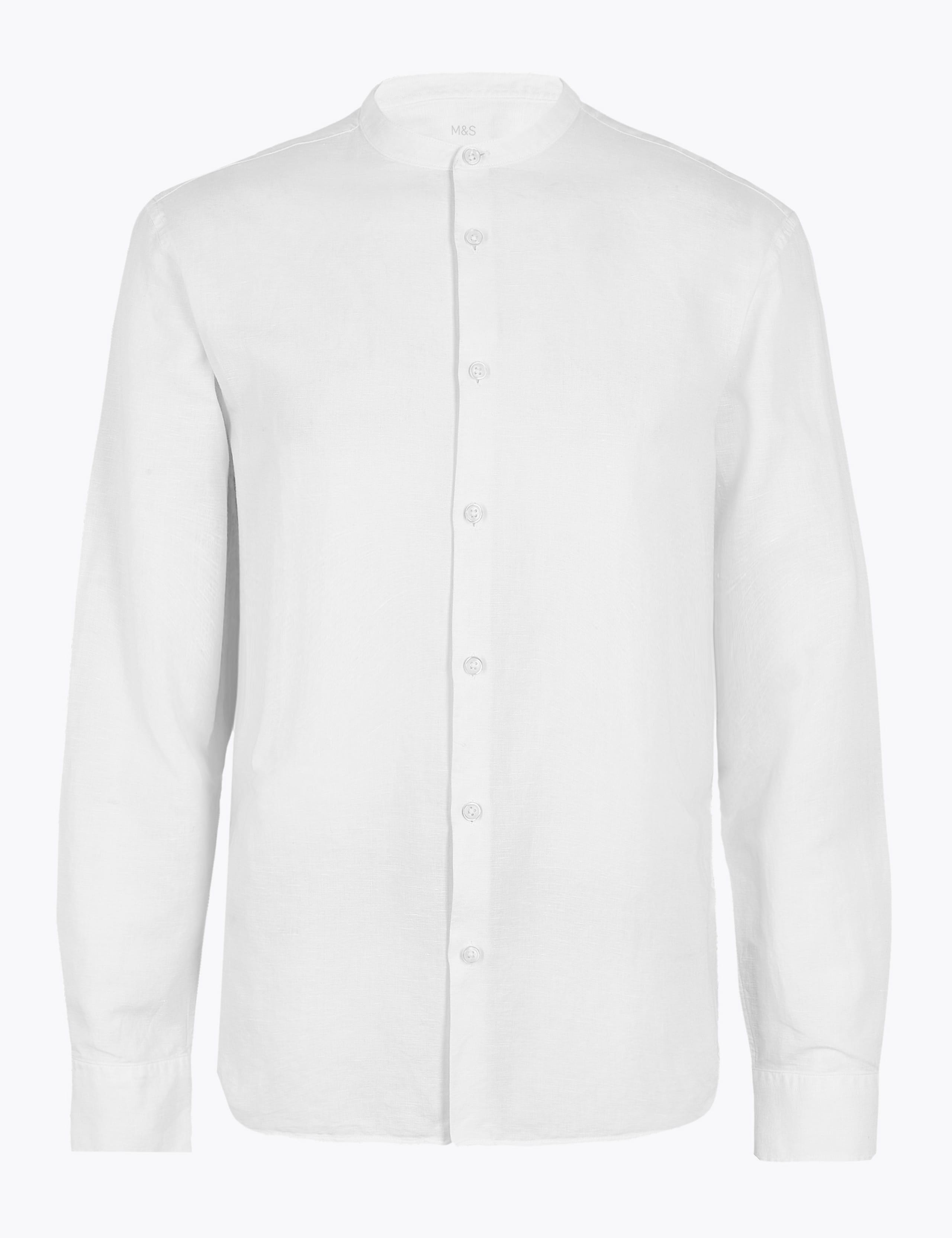 Easy Iron Linen Grandad Collar Shirt 2 of 4