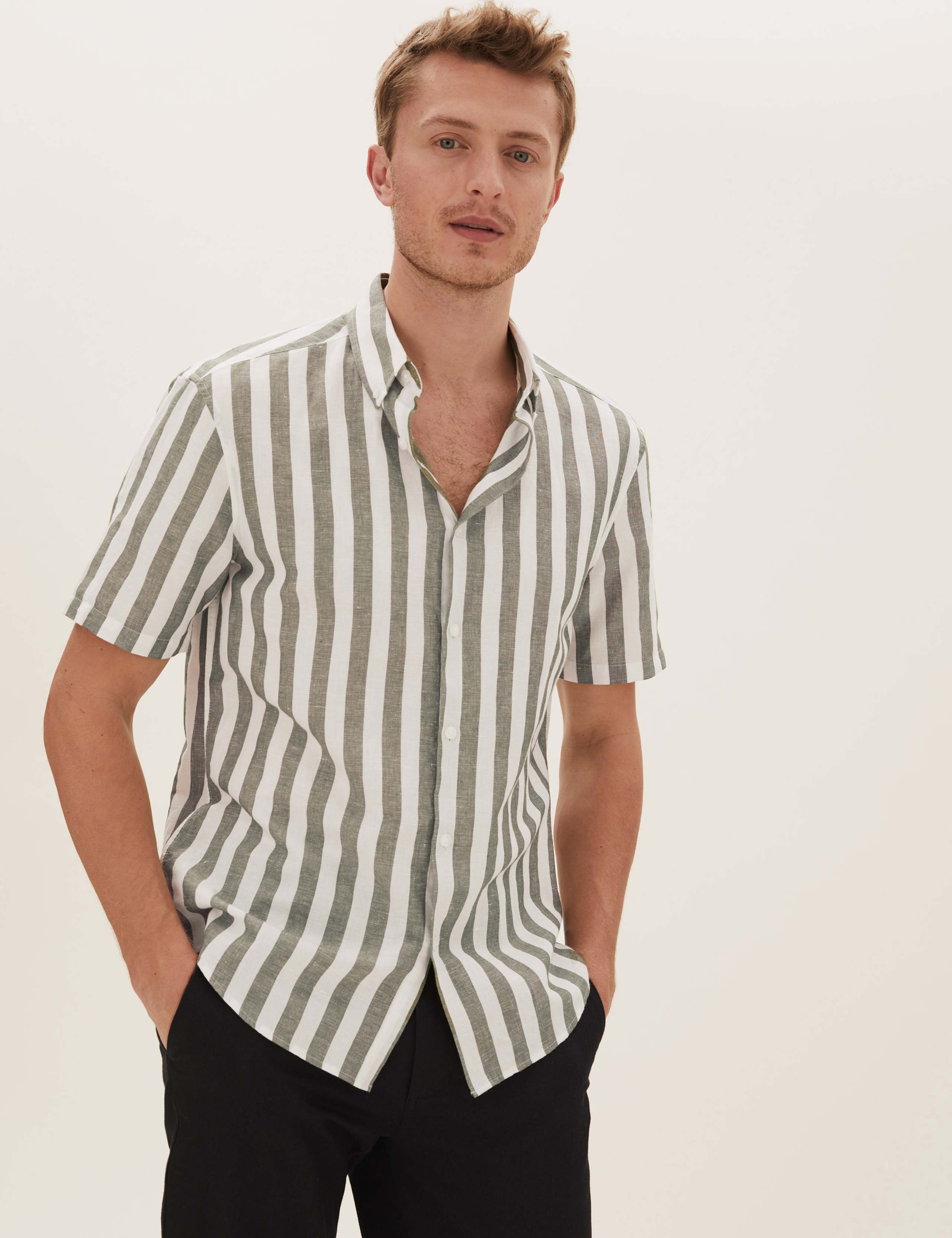 Easy Iron Linen Striped Shirt 3 of 5