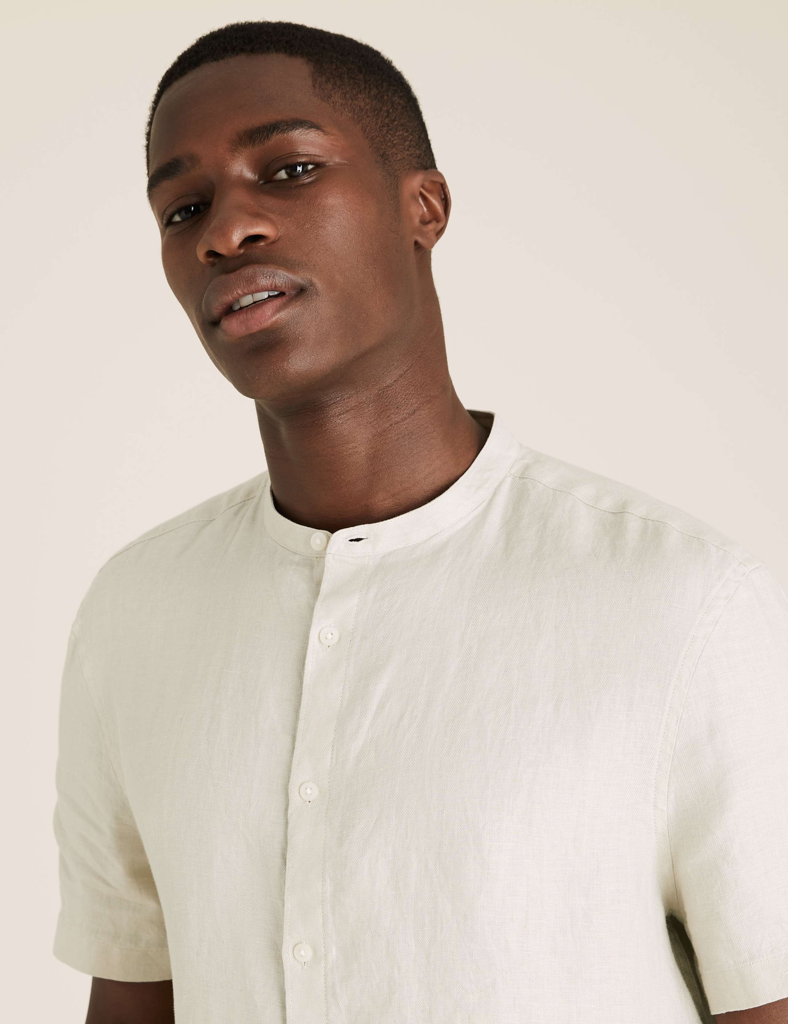 Pure Linen Grandad Collar Shirt 3 of 5