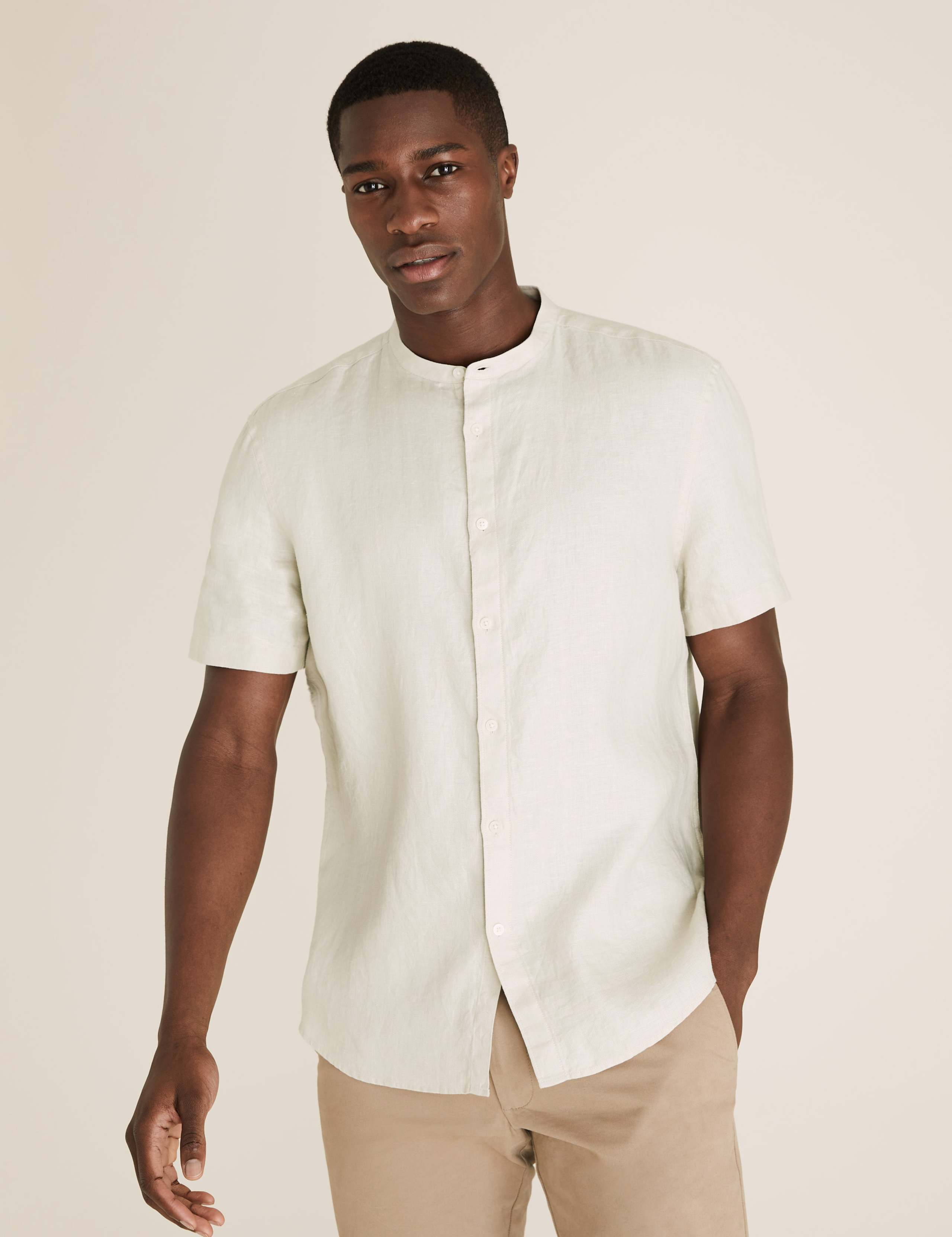 Pure Linen Grandad Collar Shirt 5 of 5