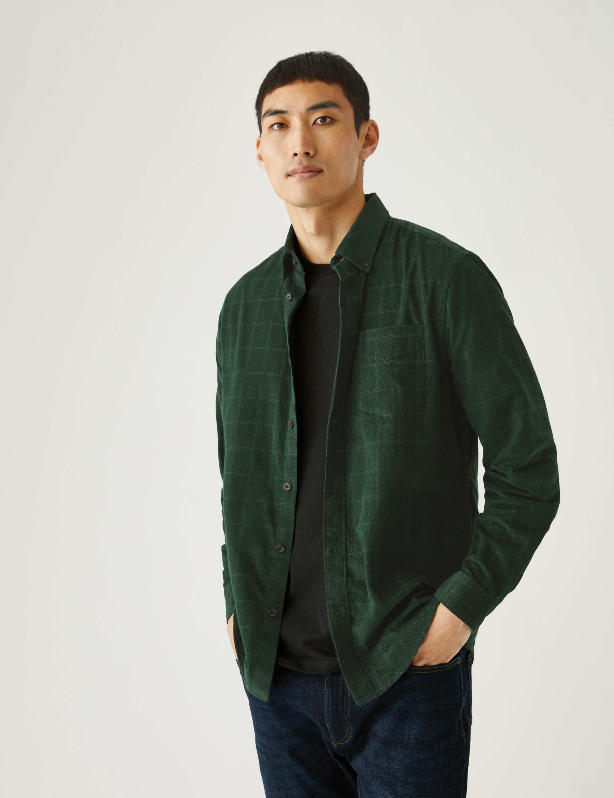 Pure Cotton Corduroy Check Shirt 1 of 2